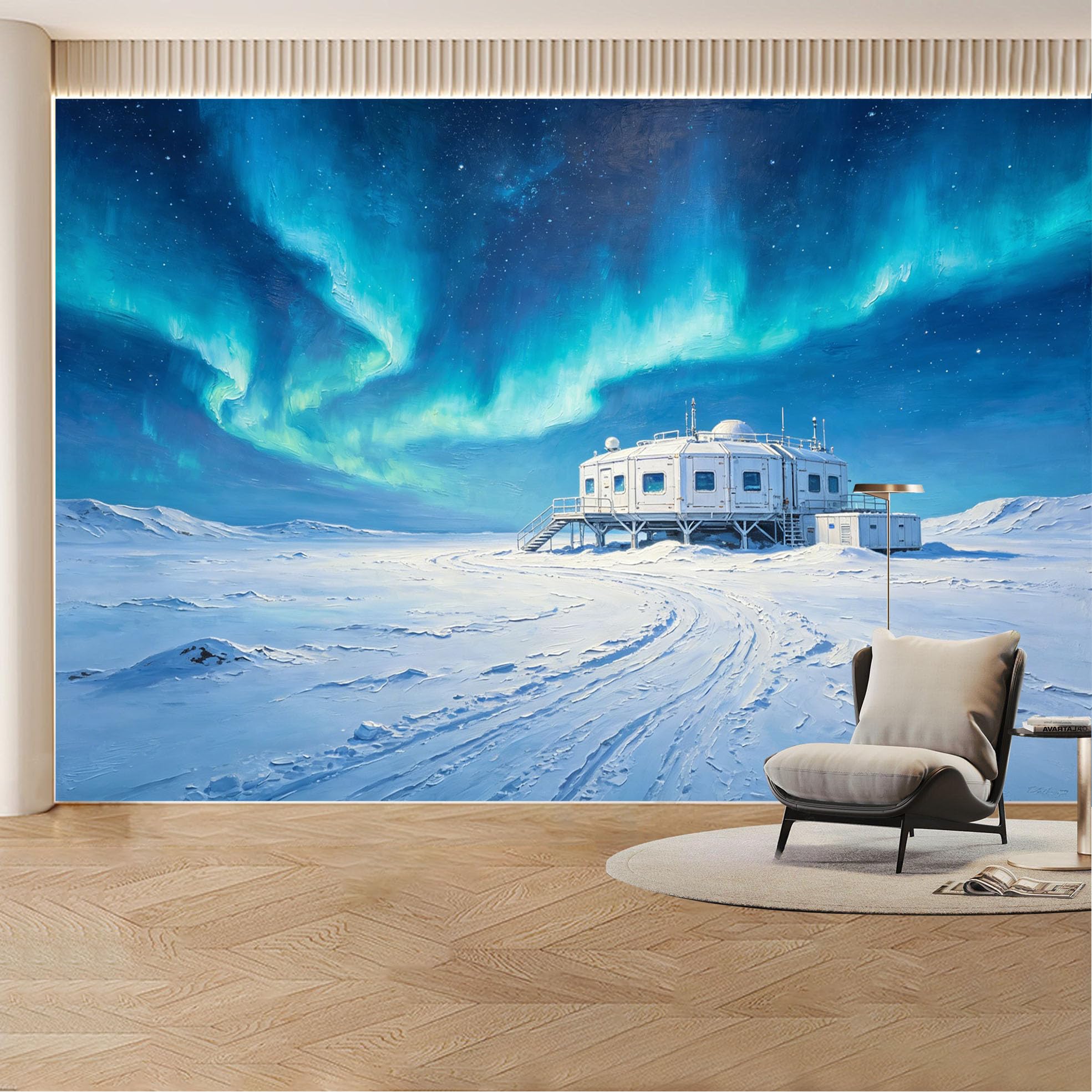 Custom Wall Mural Wallpaper Aurora Borealis Arctic Landscape Nature 3D Effect Wall Decor Nordic Minimalist Removable SelfAdhesive Large Photo for Living Room， Bedroom， Office