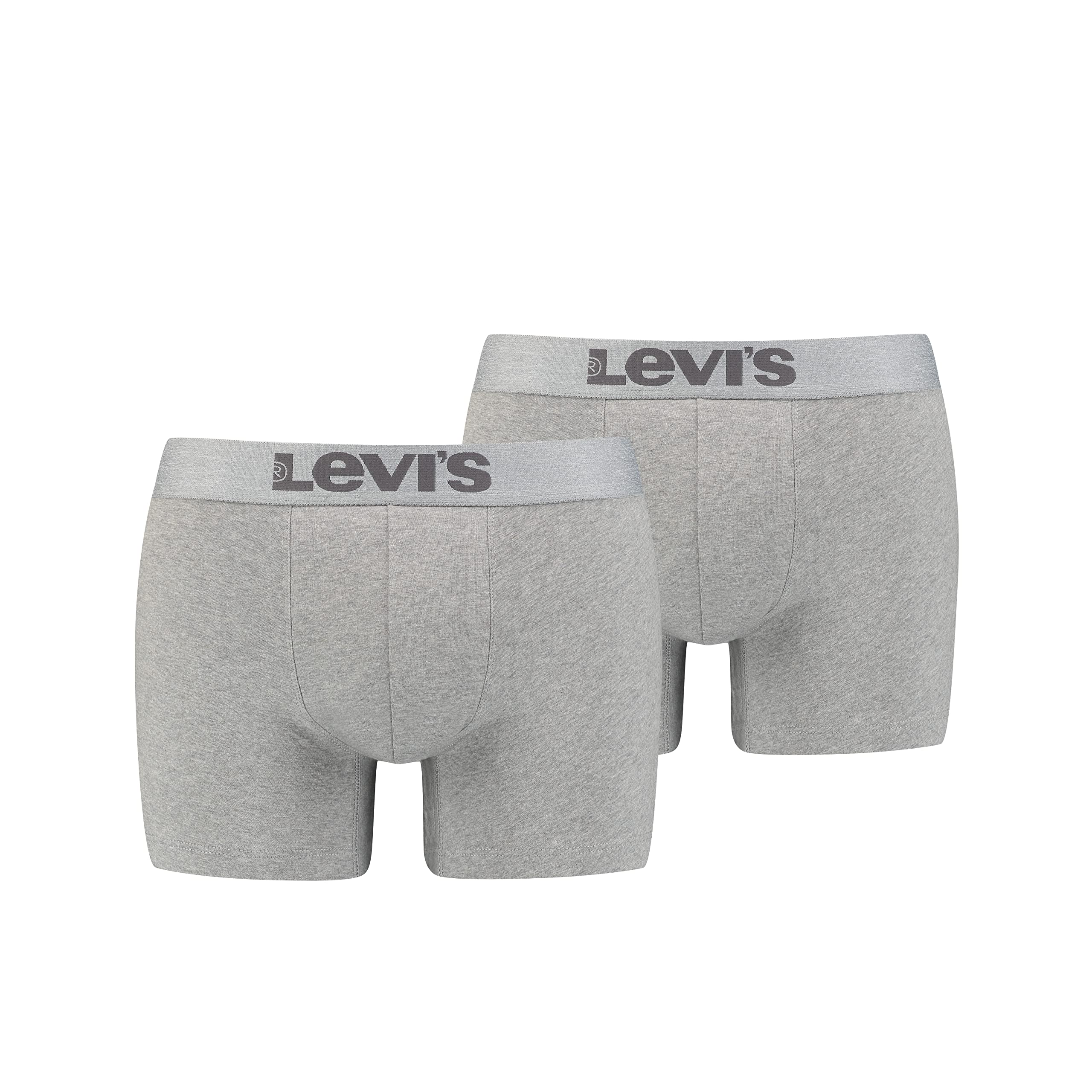 Levi's Levis Men Solid Basic Boxer 2p Pantaloncino (Pacco da 2) Uomo M Grigio