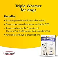 Vista 2 de Durvet Paquete de 12 tabletas Triple Wormer para cachorros y perros pequeños