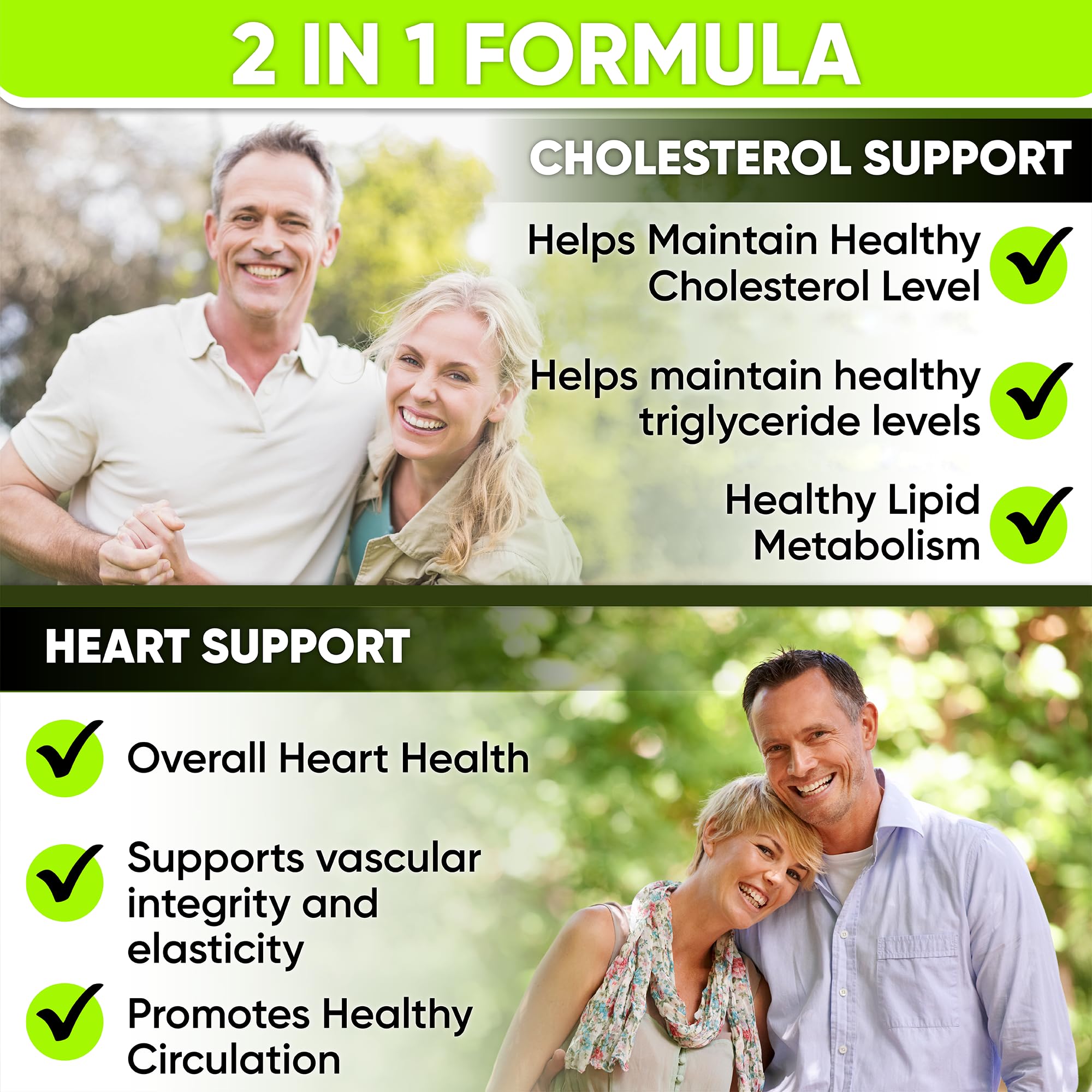 Heart Health Cholesterol Supplements - Cholesterol Health & Heart Support with Plant Sterols, Niacin & Garlic Powder.Vitamins Pills for Healthy Cholesterol and Healthy Heart.Two Months Supply. — Amazon image 2