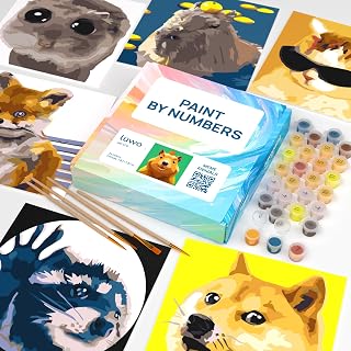 LuwoArte 6 Pack Paint by Numbers Kit for Adults – Meme Animals – Funny Paint by Numbers for Adults Beginners – DIY Adult Paint by Number Kit – Relaxing Wall Art Painting Gift Set – 7.87 x 7.87 inch
