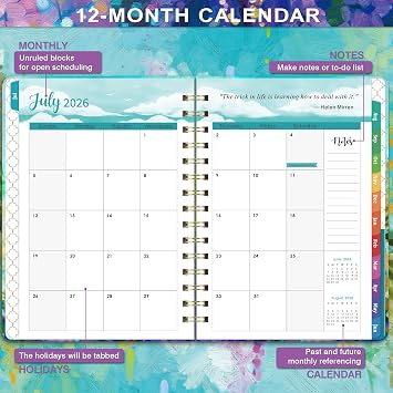 Planner 2026-2027 - Academic Planner 2026-2027, Jul 2026 - Jun 2027, 2026 2027 Planners Weekly and Monthly, 6.3 x 8.4, 26-27 Calendar Planners with Hardcover, Colorful Tabs, Pocket - Oil Painting