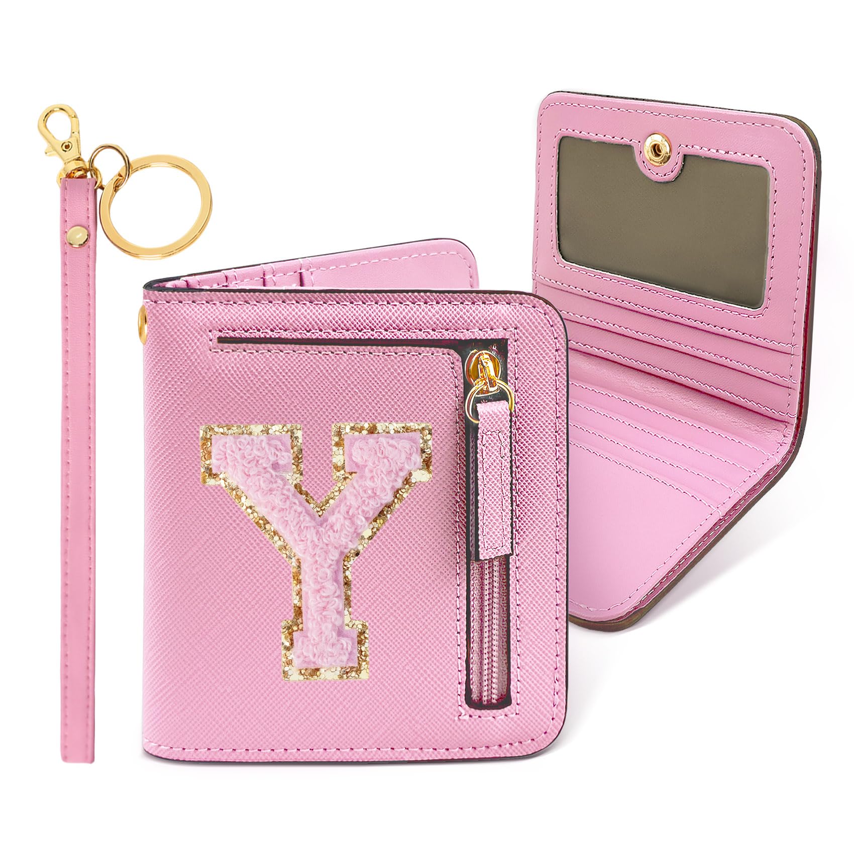 COSHAYSOO Pink Inital RFID Wallets Wristlet for Tween Pre Teen Preteen Girls 6-8 8-10 10-12, Personalized Valentines Birthday Party Favor Gifts Letter Y