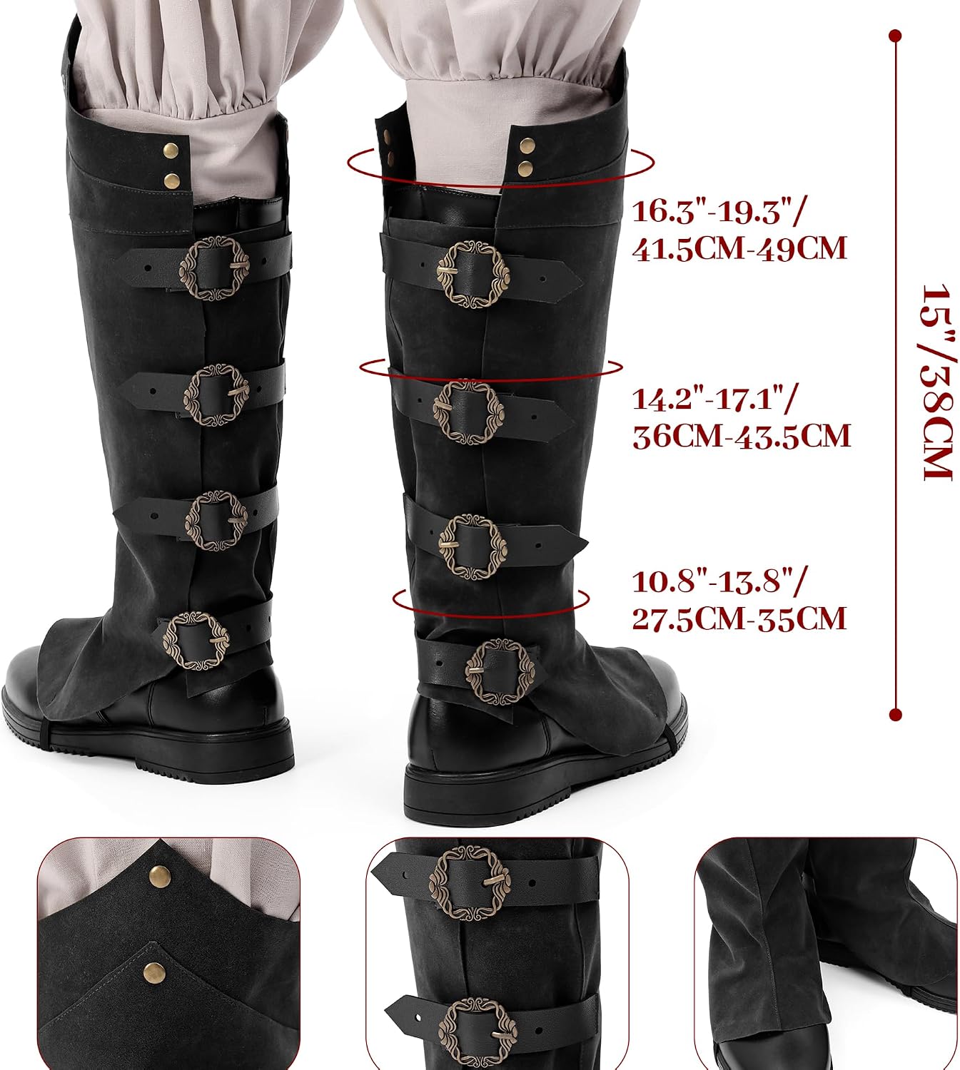 DAZCOS Mens Medieval Boots Cover Renaissance Pirate Foot Covers Steampunk Leg Gaiters for LAPR