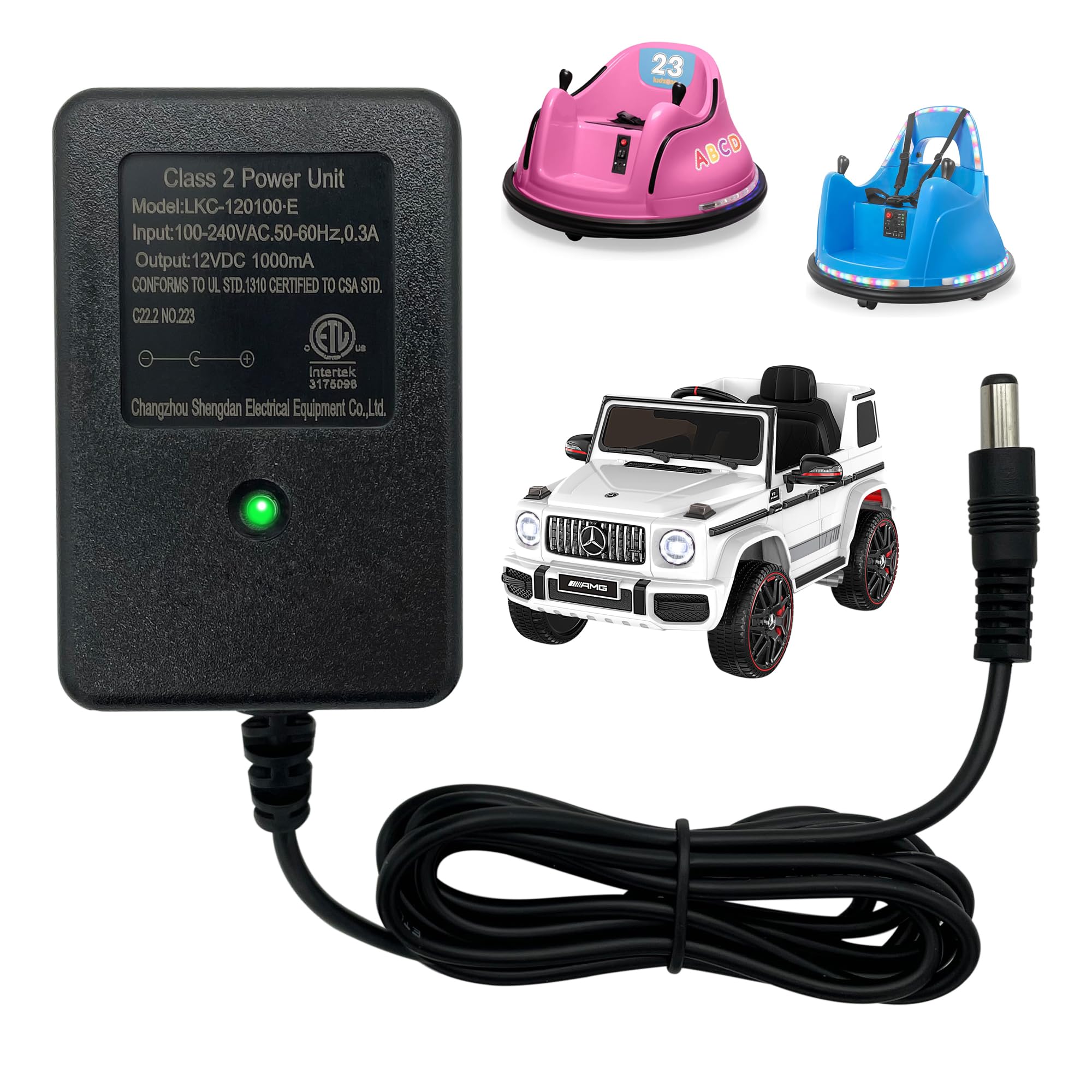 12v Battery Charger for Ride On Toys Bumper Car Charger 12 Volt Charger for Kids Ride On Cars Best Choice Products SUV Powered Wheel Baby Electric Vehicles Class 2 Power Supply Adapter,ETL Listed