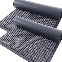 OLANLY 2-Pack Grey Front Door Mats 29.5x17 Inch Waterproof Heavy Duty Indoor Outdoor Low Profile Doormat Fade Resistant Easy Clean