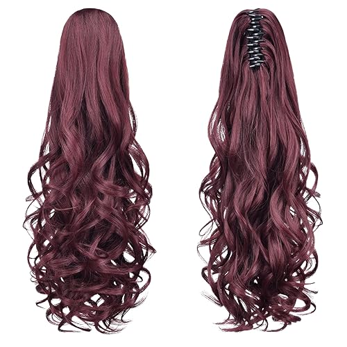 Miniatura 2 de HSPJHTM - Extensiones de cabello rizado para mujer, pinza de extensiones de cabello sintético de cola de caballo de 22 pulgadas, extensiones de