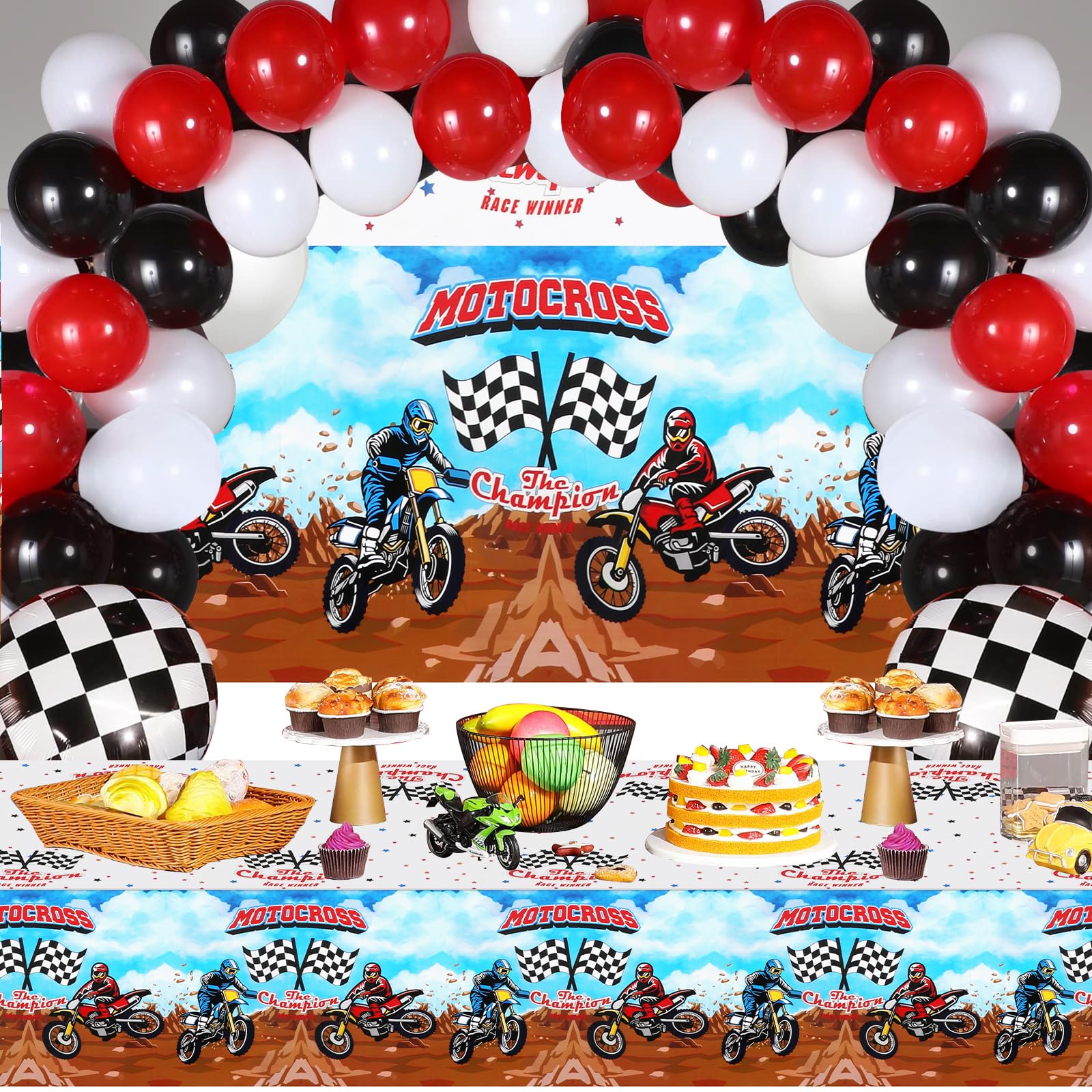 Amazon.com: PHOGARY 3 Packs Dirt Bike Party Tablecloth Motocross