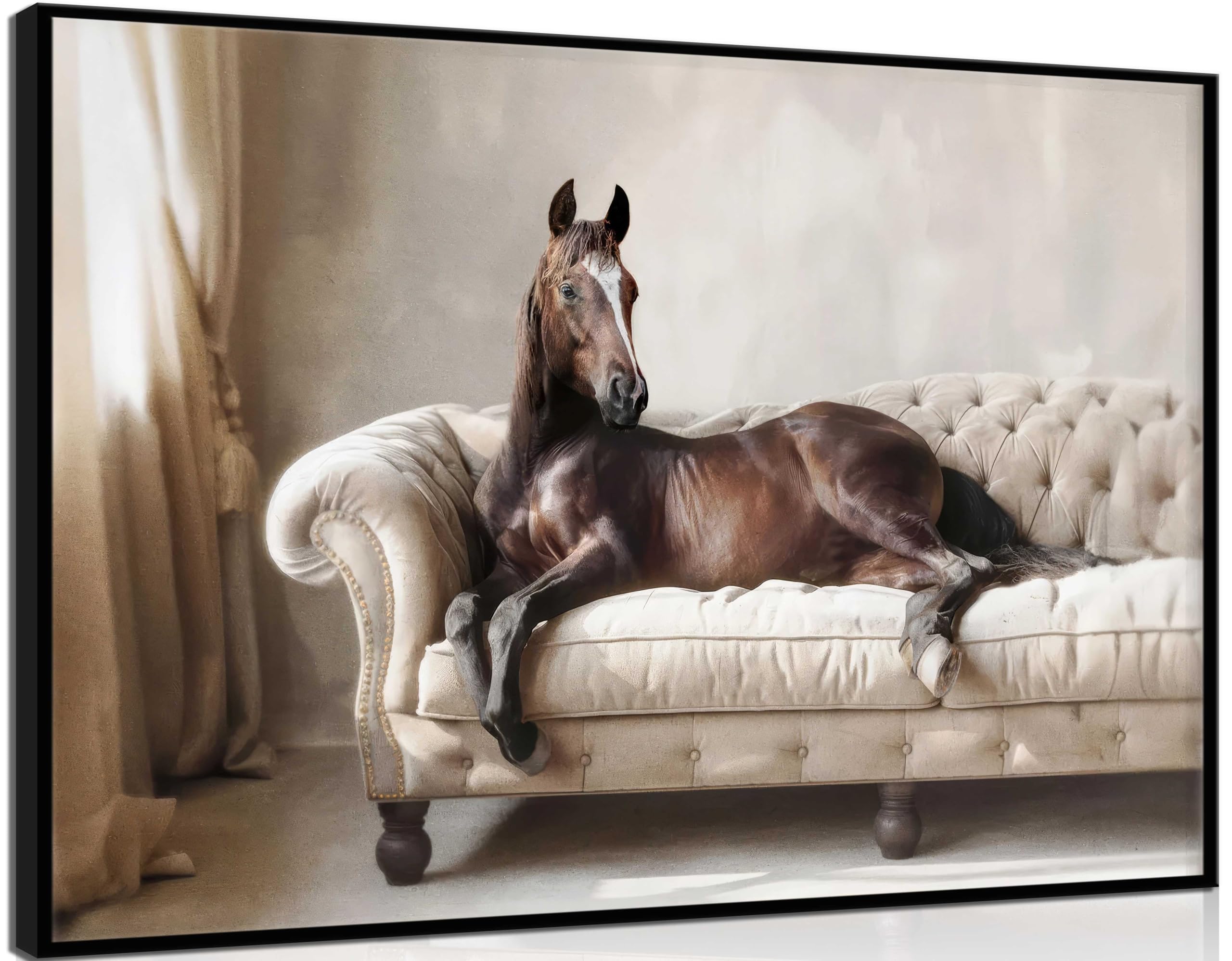Farmhouse Horse Wall Art Vintage Rustic Horses Posters Prints Brown Horses Canvas Gallery Painting Horse On Couch Western Style Pictures For Living