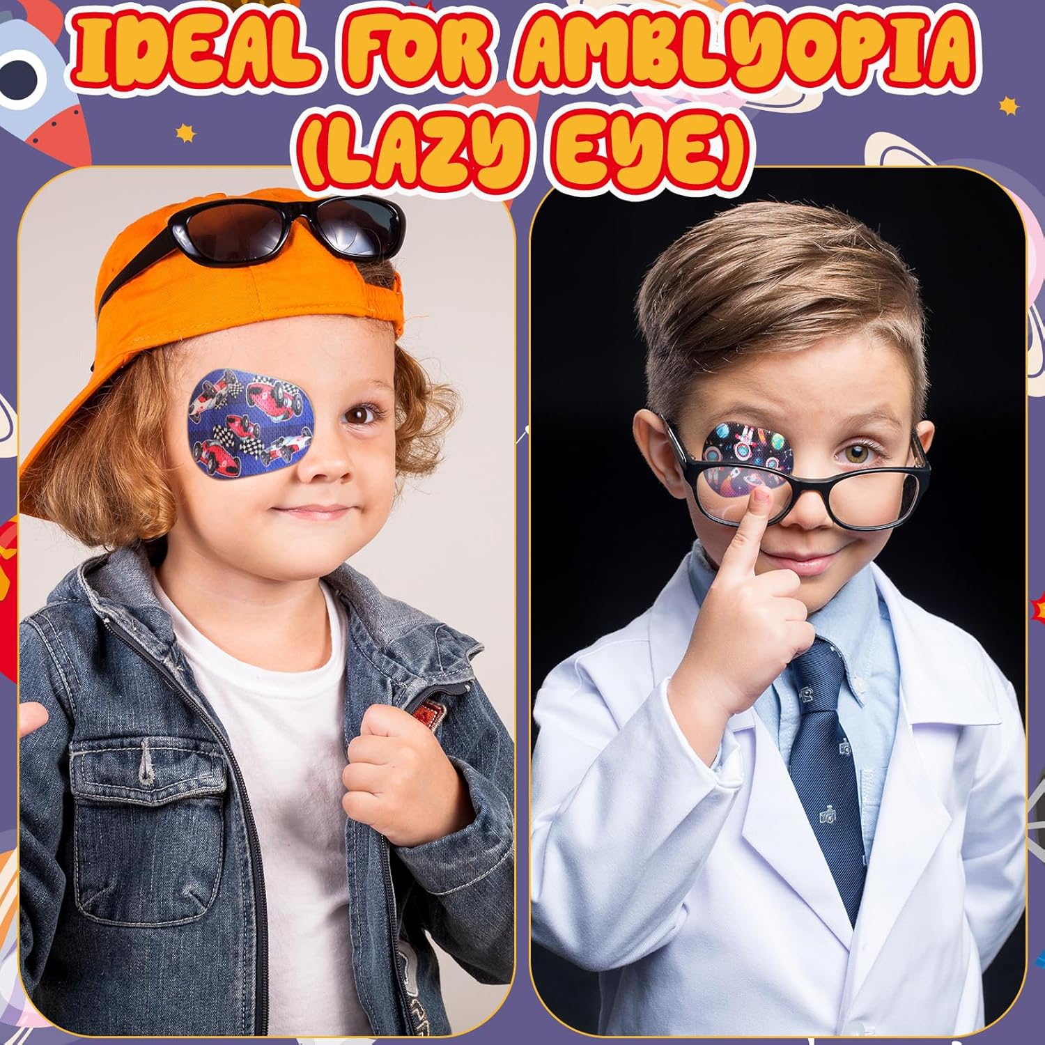 120 Pcs Adhesive Eye Patches for Kids Boys, 12 Styles Eye Patches Cute Boys Toddler Patch Bandages