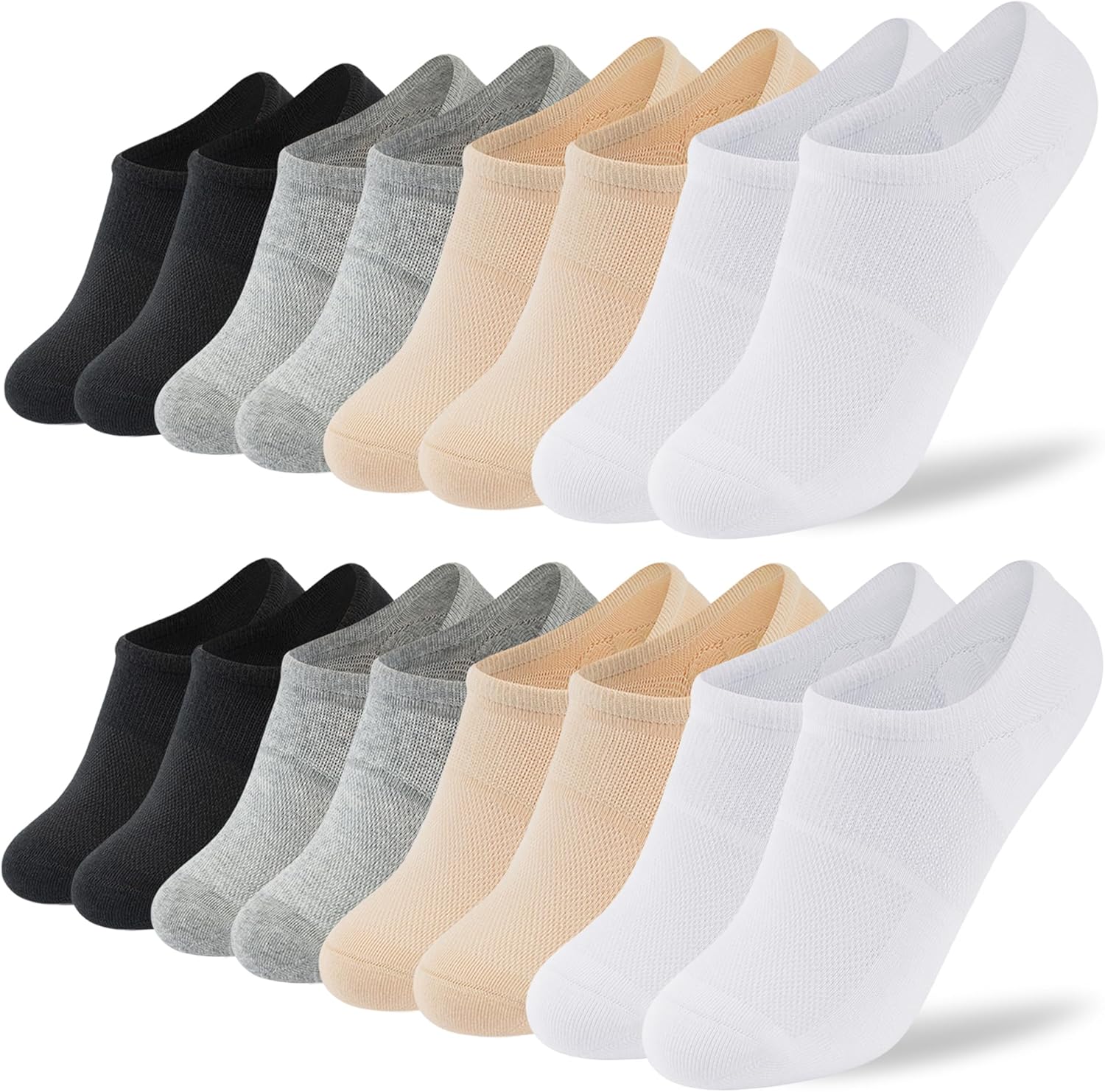 Time May Tell No Show Socks Womens 8 Pairs Non Slip Low Cut Ankle Invisible Running Casual Seamless Socks