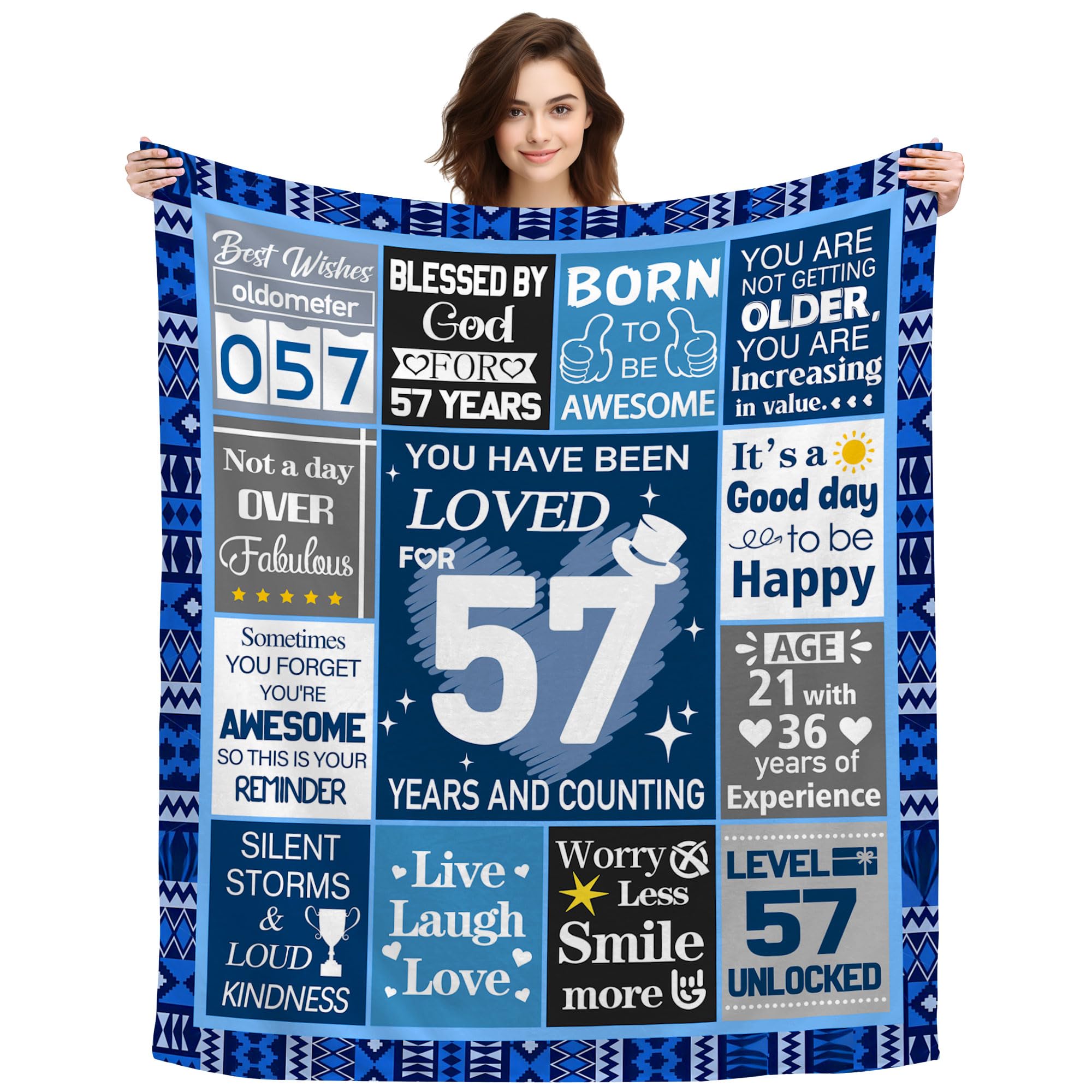 ACAROMAY 57th Birthday Gifts for Men You Have Been Loved for 57 Years Throw Blanket for 57 Years Old Granddad Dad Brother Uncle Birthday Decoration for Couch Bed Camping Blankets (57)