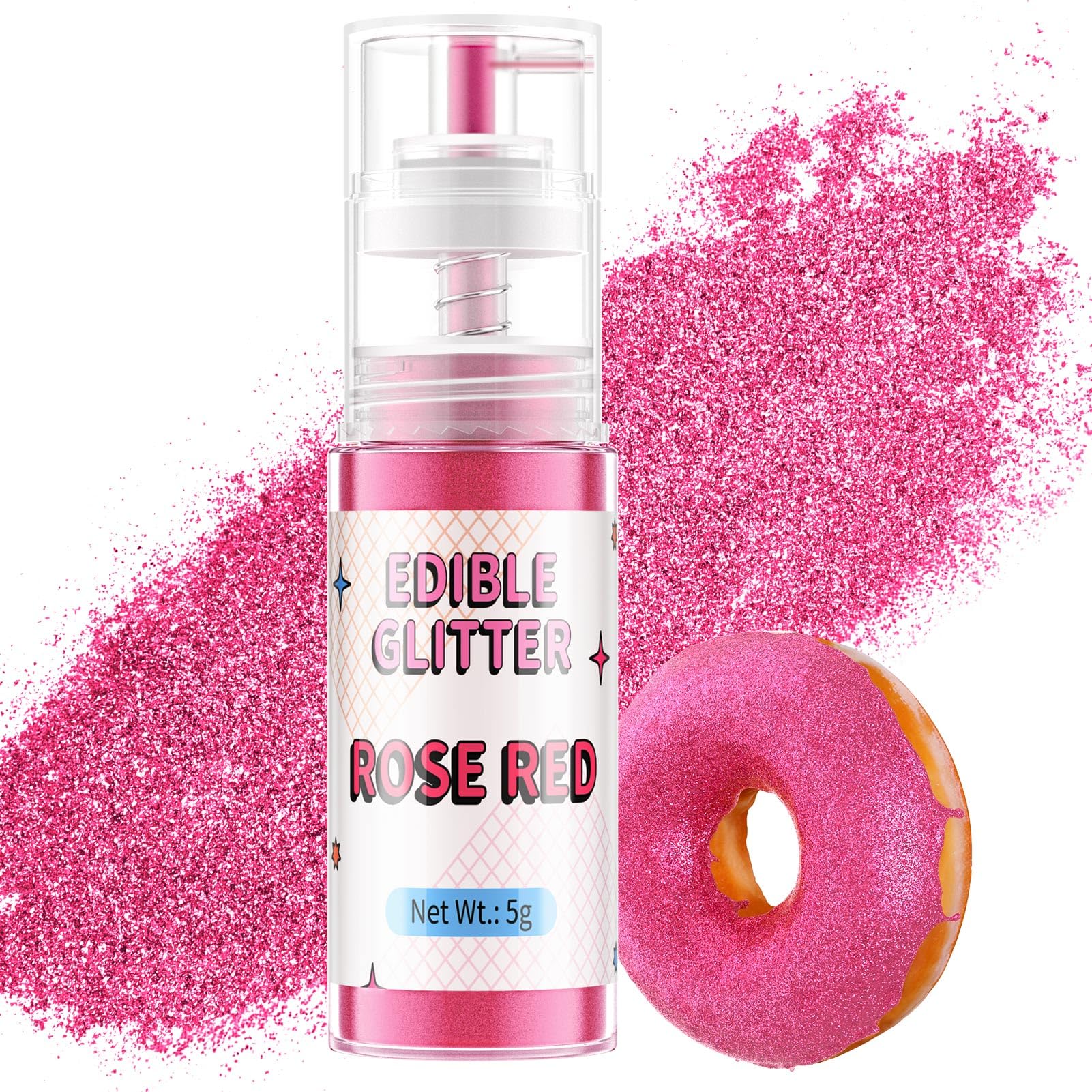 Purpurina Comestible Spray Oro, Waysroma Purpurina Comestible Reposteria Sprinkles Colorantes Alimentarios Polvos para Tartas, Fresas, Fondant, Cócteles, Chocolate (5g) — view 11