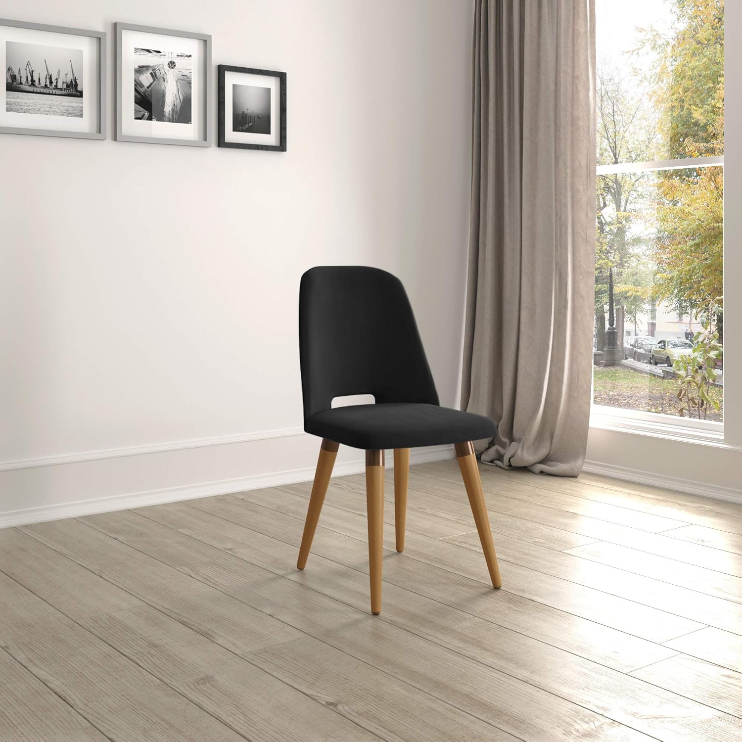 Best Cyber Monday 🔥 Manhattan Comfort Selina Mid Century Modern Upholstered Living Room Armchair, 17.71, Black
