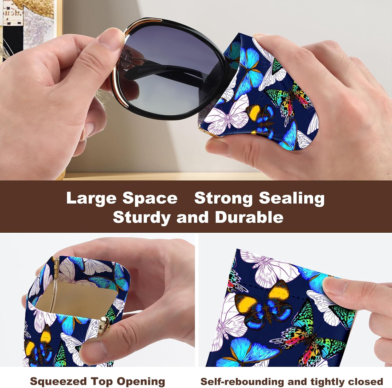 Anikathy 2Pcs Sunglass Eyeglass Glasses Case Soft PU Leather with Cleaning Cloth Cute Glasses Pouch Bag for Men Women Girs image 5