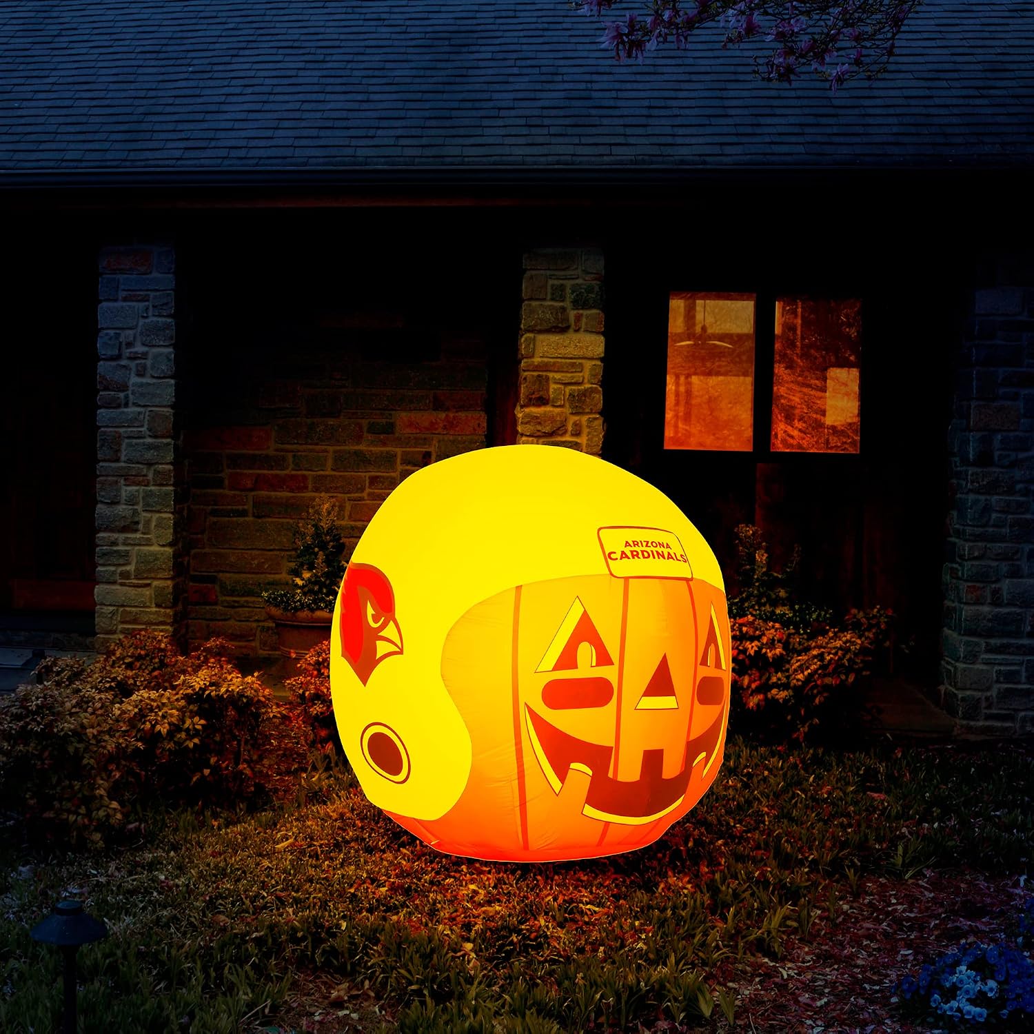 Sporticulture NFL Arizona Cardinals 4ft Inflatable Jack-O’-Helmet with LED Lights & Built-in Blower - Halloween Merchandise Decor Ideal for Lawn, Front Yard, and Backyard Party Decoration