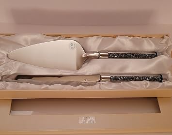 Crystal Hematite Cake Knife & Server set