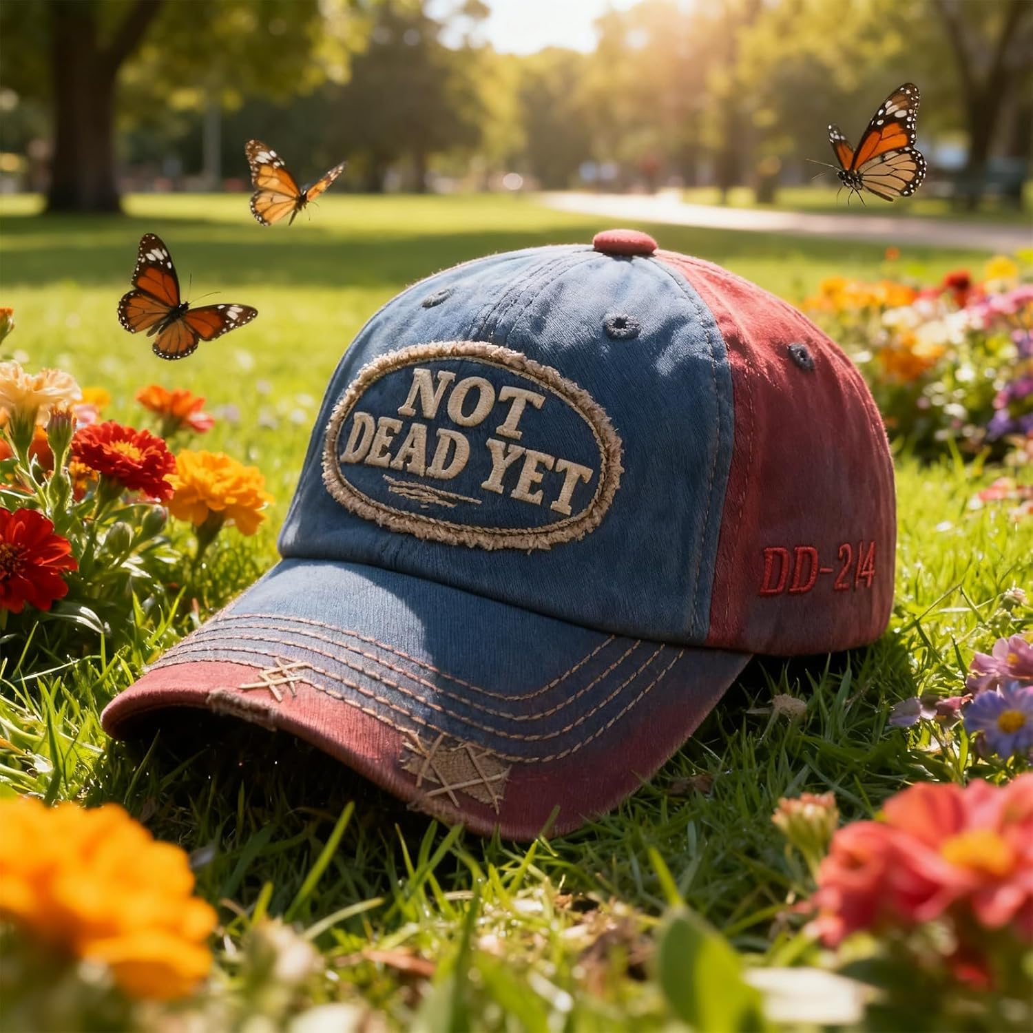 Veterans Casual Hat - Not Dead Yet DD-214 Baseball Hat - Vintage Adjustable Embroidered Badge Cap