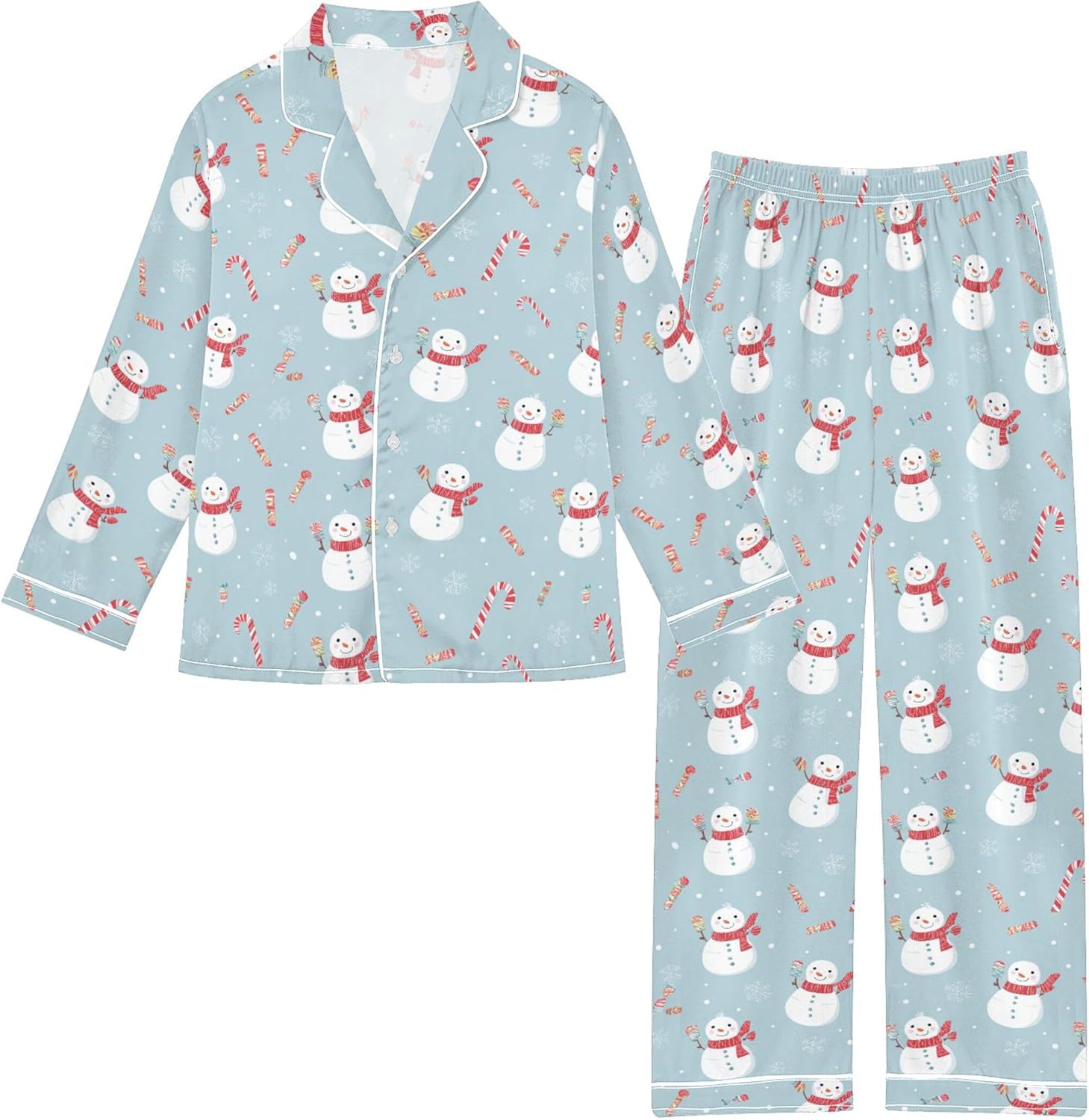 Silk Pajama Sets Long Sleeve Pajamas Soft Sleepwear 2 Piece Pjs Set
