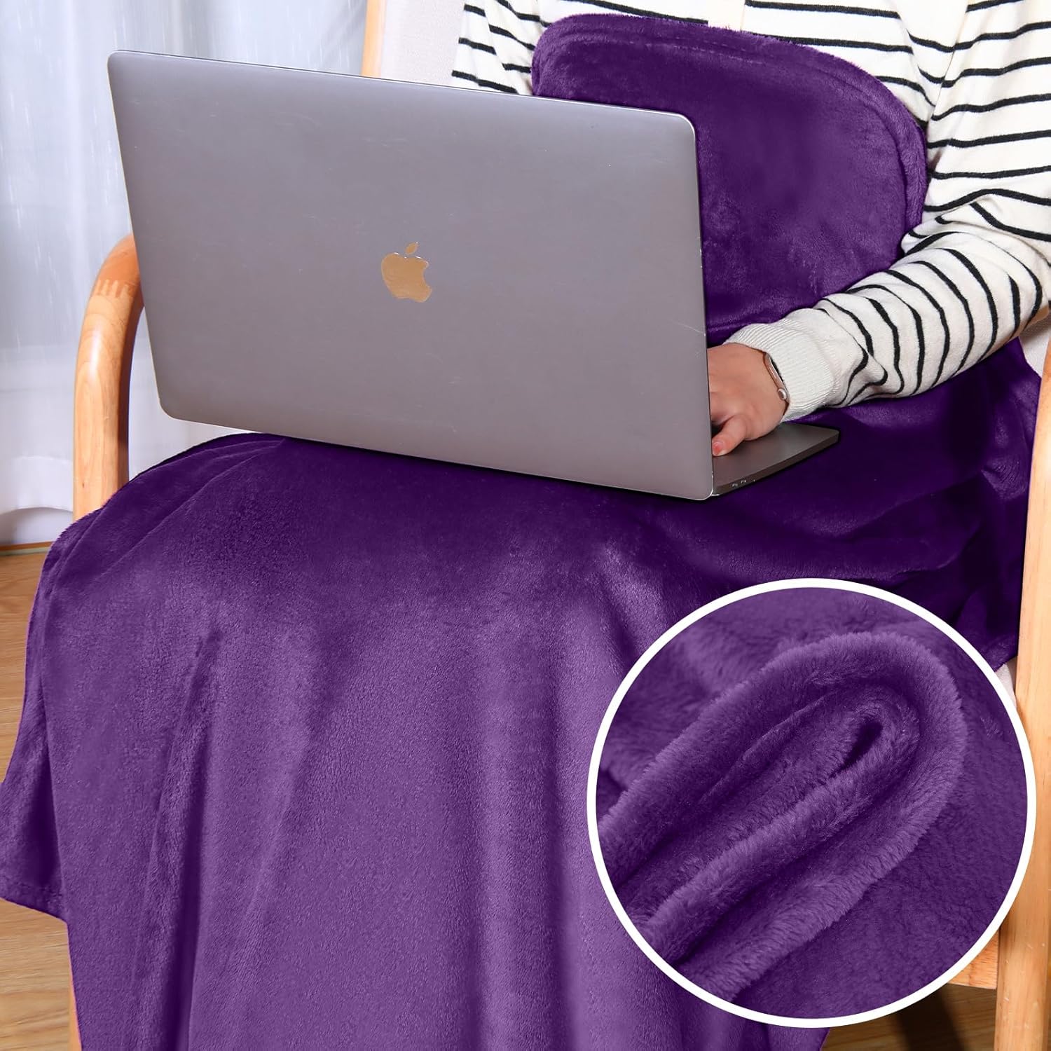 Preboun 6 Pcs 50" x 60" Purple Soft Fuzzy Fleece Throw Blanket Bulk Blankets for Homeless 285 GSM Micro Plush Flannel Throw for Bedroom Dorm Spa Travel Donation(Purple) - Image 7