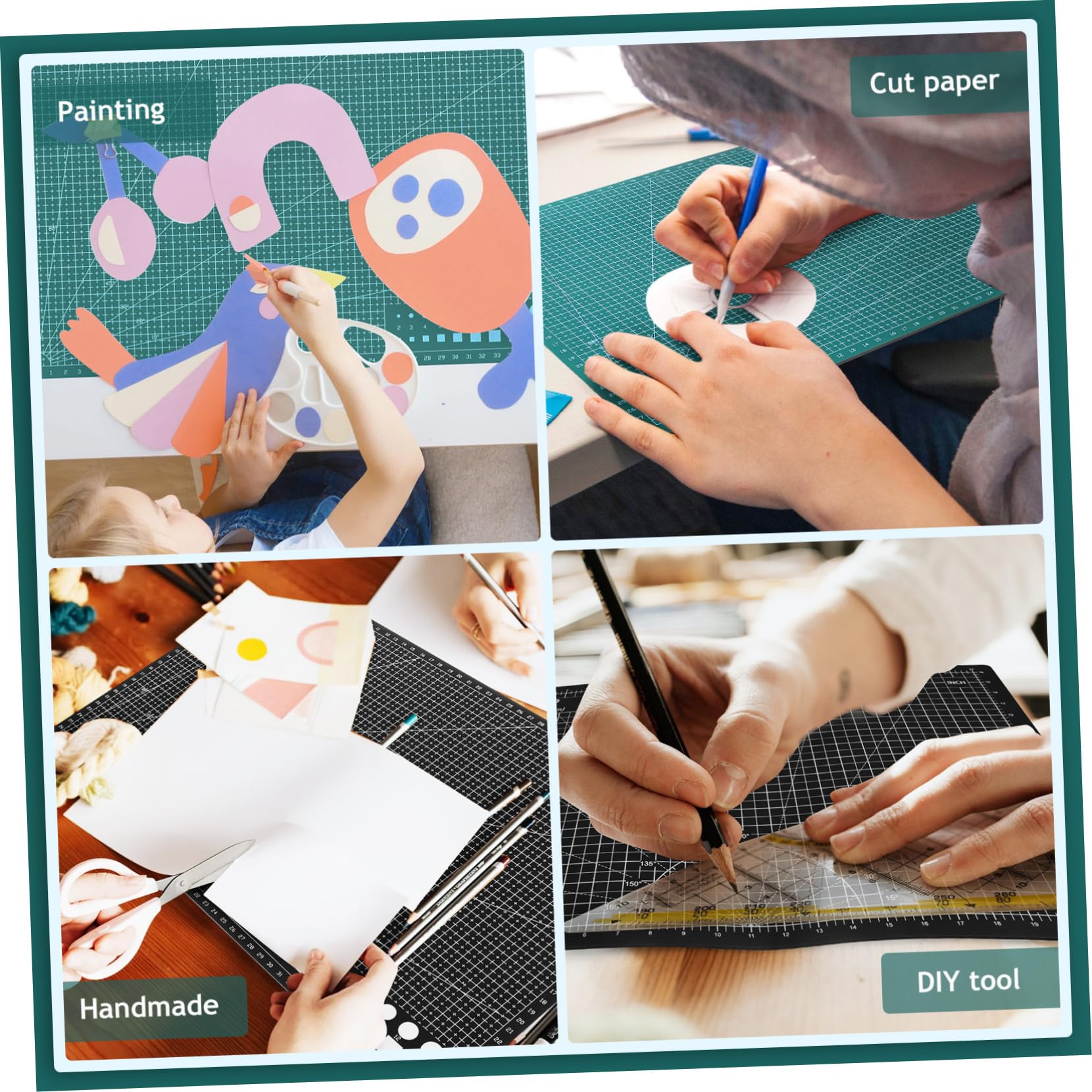2 Alfombrillas de Corte Cuadriculadas para Manualidades, Doble Cara, de Pvc, Resistentes, para Sewing y Artesanía en Casa
