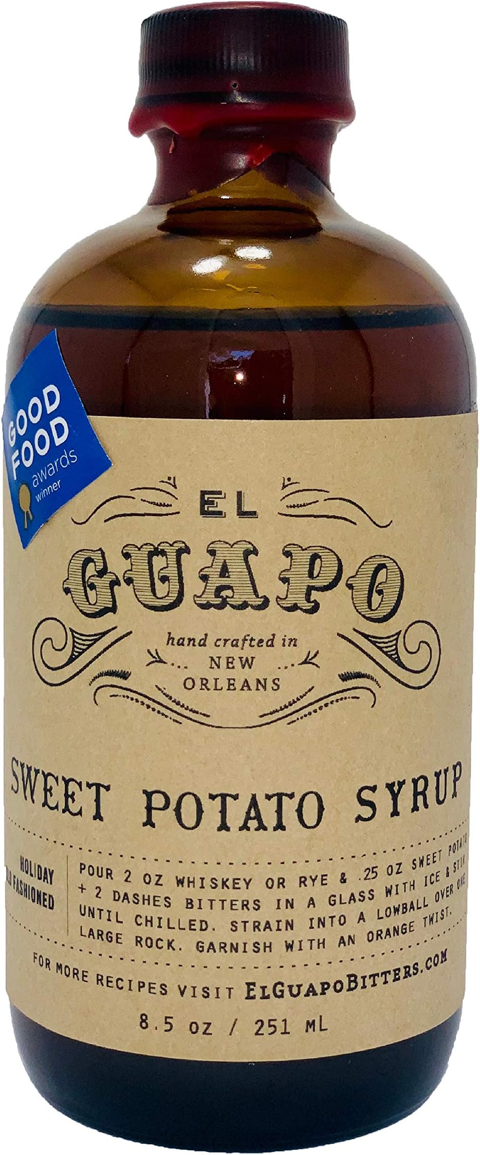 El Guapo Delightful Sweet Potato Syrup - Enhance Breakfasts and Desserts - Convenient and Versatile – Non GMO, Gluten Free & Vegan – Sustainable Packaging – Indulgent Taste & Easy to Use (16.5 oz)