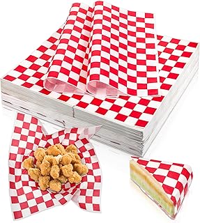 simarro 1000 Sheets Checkered Deli Paper Sheets, 12 x 12 Inch Grease Resistant Food Basket Liners Sandwich Paper Wraps for Restaurants Churches BBQs Picnic Party (Red And White)