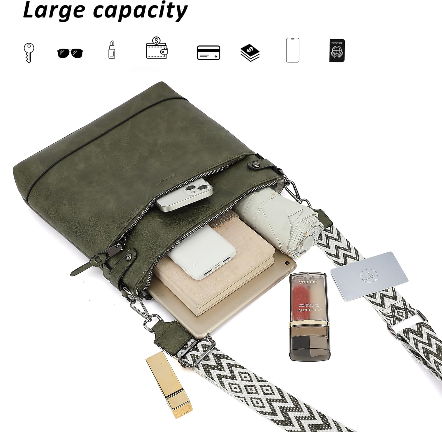 TANTOMI Vegan Leather Crossbody Bags for Women Hobo Travel Purse with Guitar Strap Trendy Women's Handbags with 6 Card Slots - Image 7