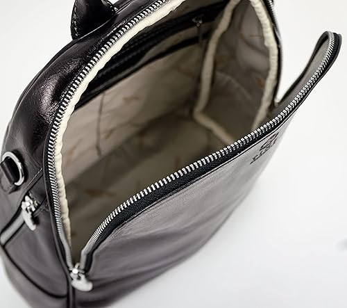 Miniatura 5 de Mochila de cuero convertible a bolso de hombro de grano completo de cuero real bolsa versátil de viaje - Resistencia al tiempo, Negro -, Viajar