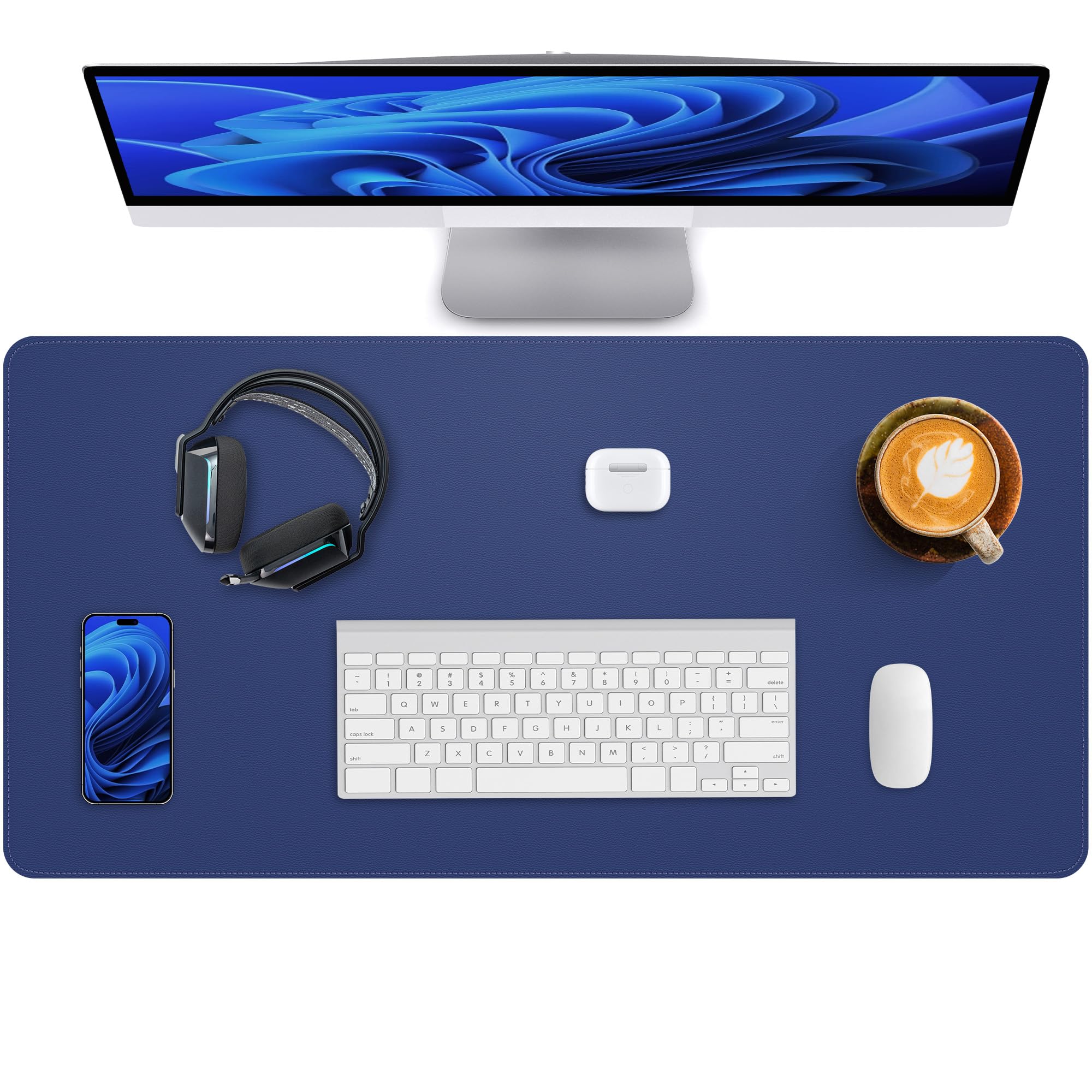 Leather Desk Pad Protector,Office Desk Mat,Large Mouse Pad, Non-Slip PU Leather Desk Blotter,Desk Pad,Waterproof Desk Writing Pad for Office and Home