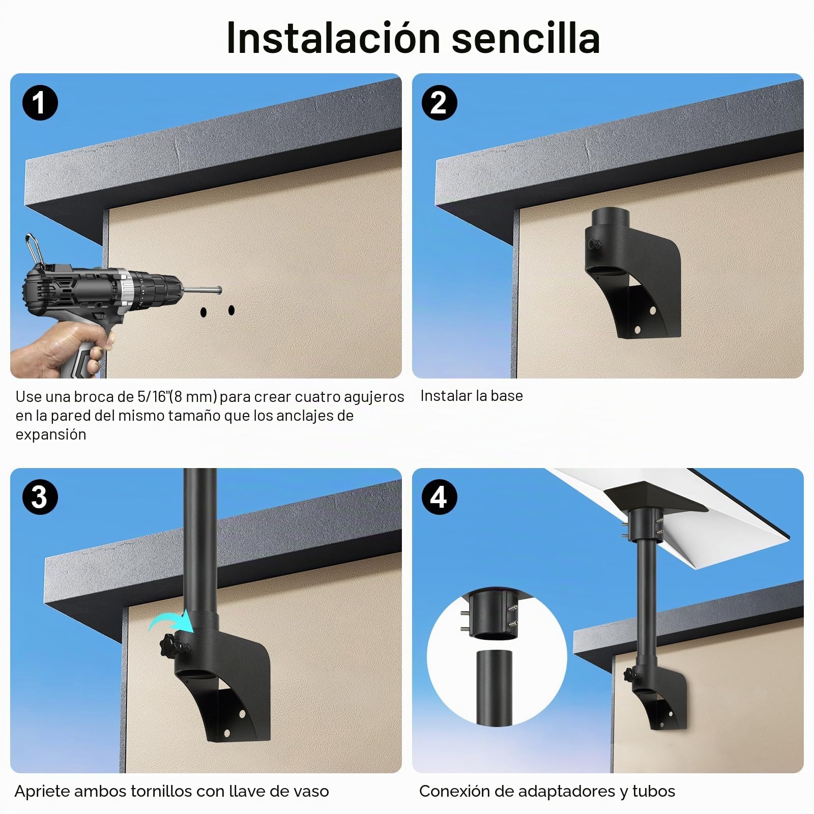 Mount compatible con Starlink V3, Soporte de pared compatible con Starlink Gen 3, montaje en pared compatible con Starlink de ángulo vertical Gen 3 con adaptador de tubo compatible con Starlink V3