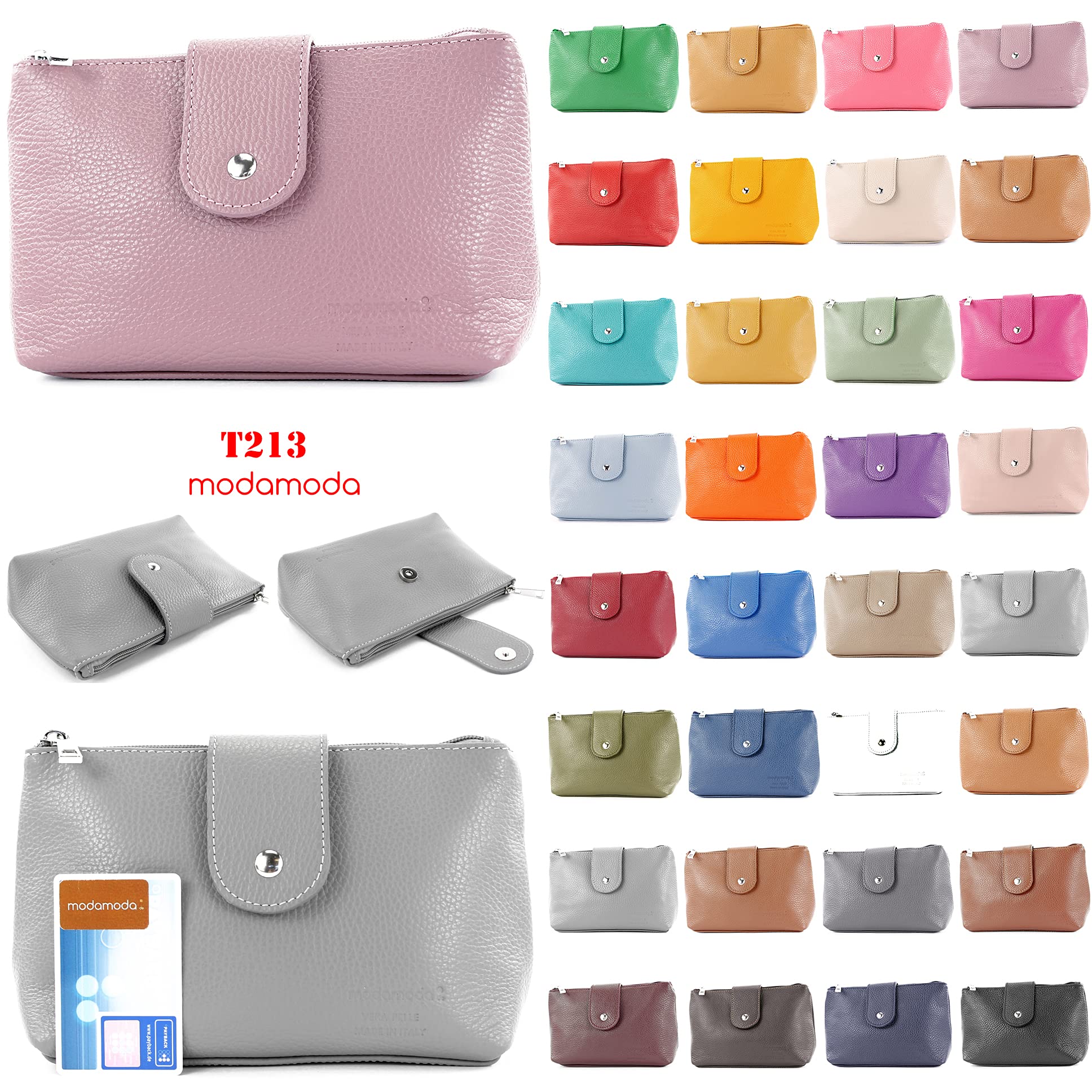 modamoda de - T213 – Neceser de piel italiana, estuche para máscaras, tamaño mediano, color Morado, talla Small