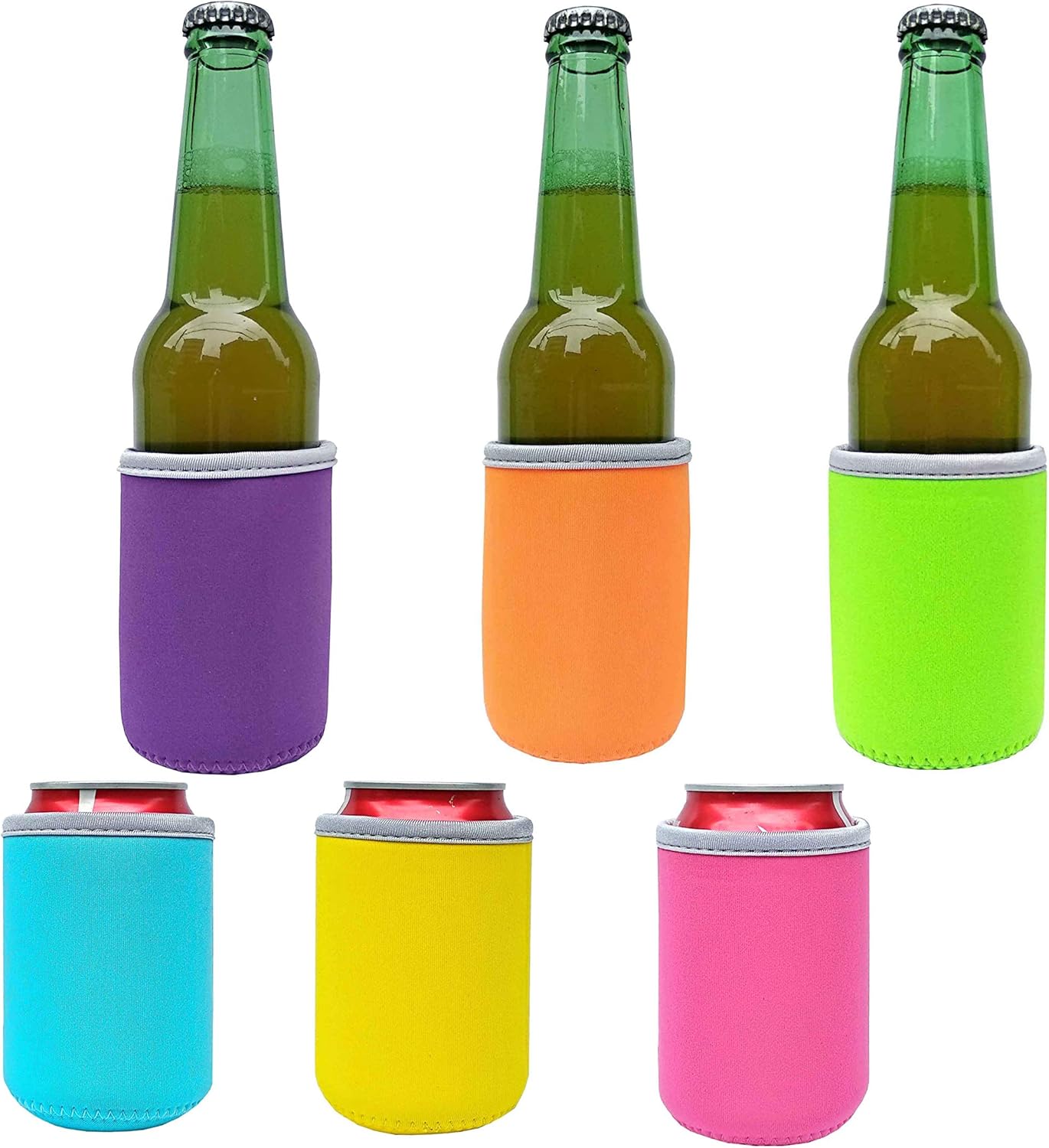 6 Pack Collapsible Neoprene Can Beer Bottle Beverage Sleeve