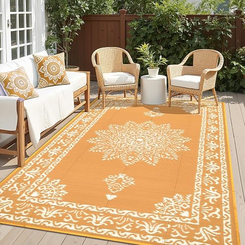 Yamaziot 5x8 Plastic Straw Boho Patio Rug