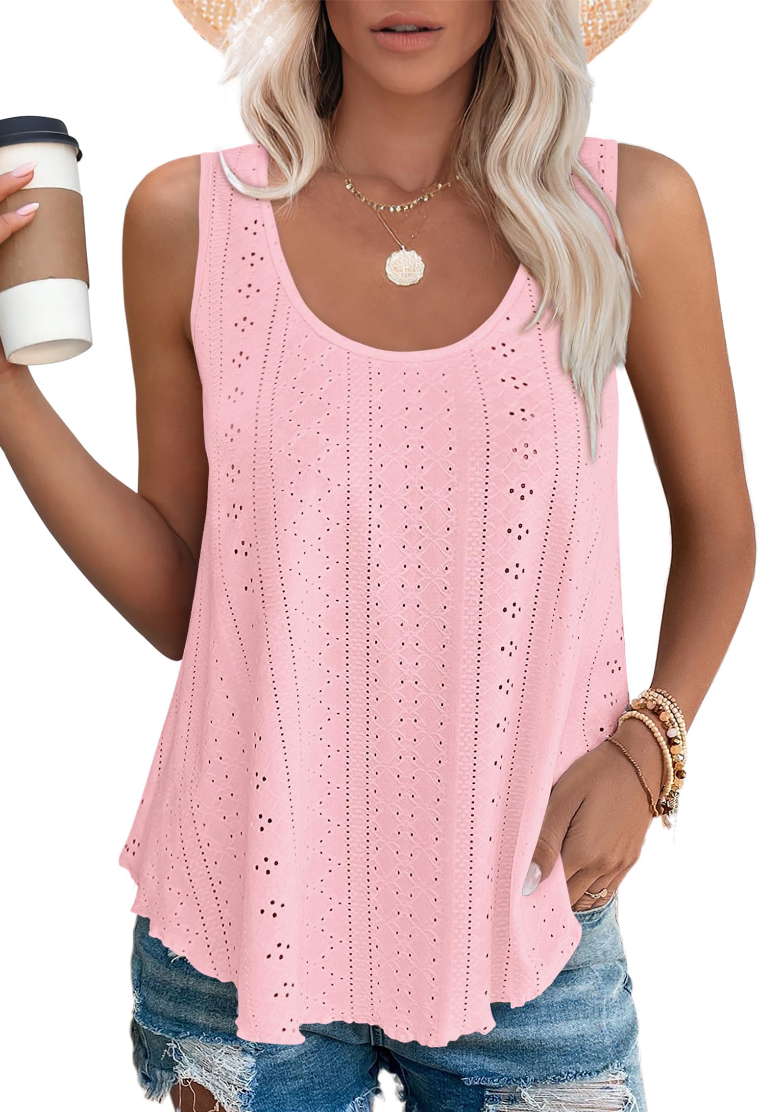 DUOEASE Tank Top Damen Sommer Ärmellose Oberteile Sommermode Scoop-Ausschnitt Shirt Damen