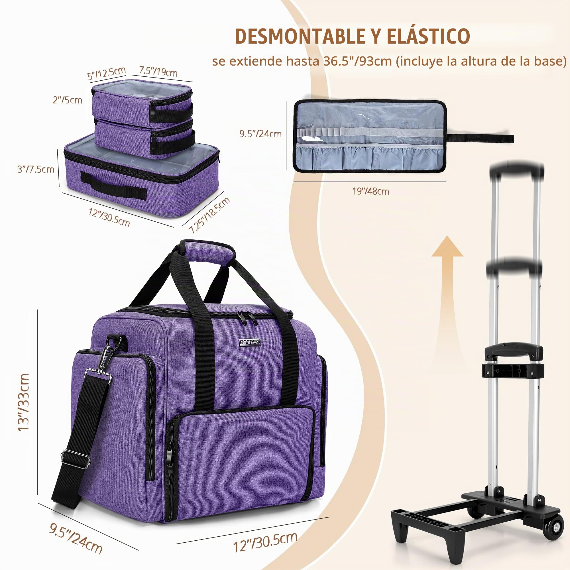 BAFASO Estuche para Cosméticos con Ruedas, Bolsa de Maquillaje de Viaje