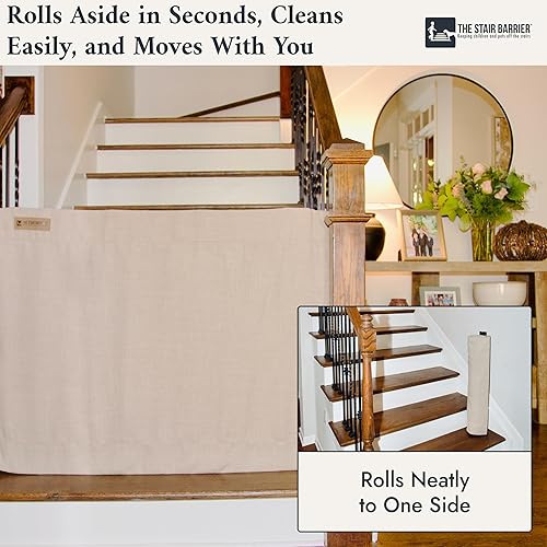 Miniatura 7 de The Stair Barrier First - Puerta de tela para barandilla de bebé para escaleras de 36 a 43 pulgadas de ancho x 32 pulgadas de alto, puerta para