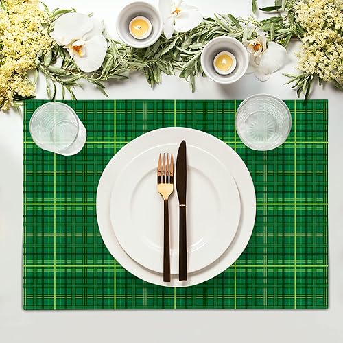 Miniatura 3 de Juego de 4 manteles individuales de trébol del día de San Patricio, manteles individuales lavables para el hogar, cocina, comedor, fiesta, 12 x 18