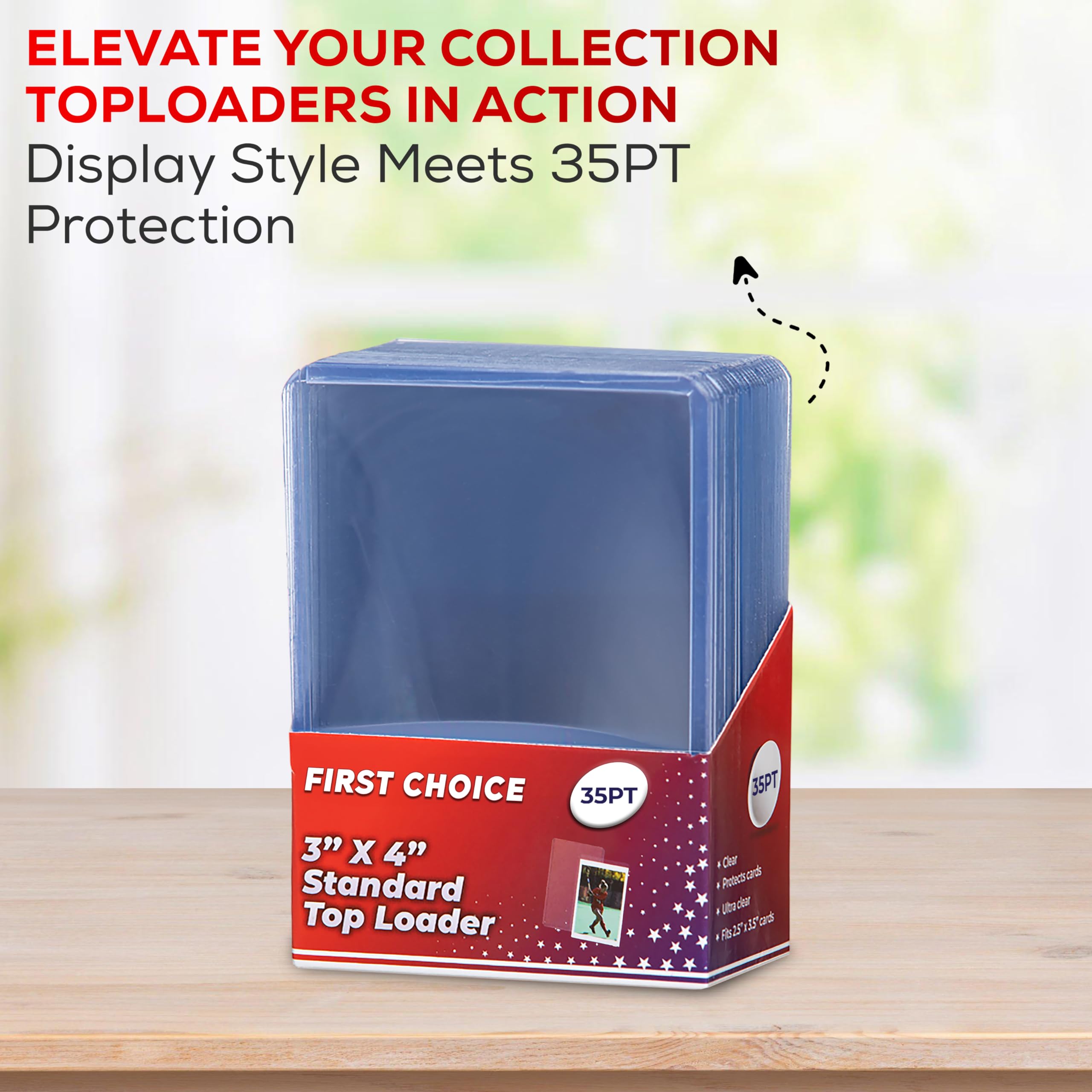 (50) Top Loaders for Cards 3x4 35PT Premium Standard Size Protector, Clear Card Holder Card Sleeves Protection for Pokemon Cards, Baseball Cards, Football Cards, Sports Cards, and Hockey Cards