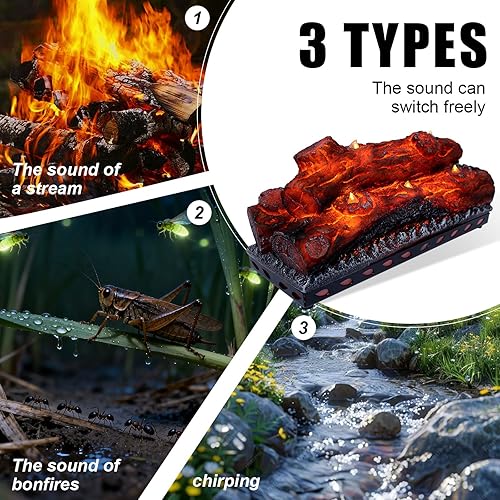 Miniatura 3 de Troncos de chimenea eléctrica con efecto de llama realista, luz LED de llama, alimentada por USB, chimenea eléctrica, control remoto, colocación de