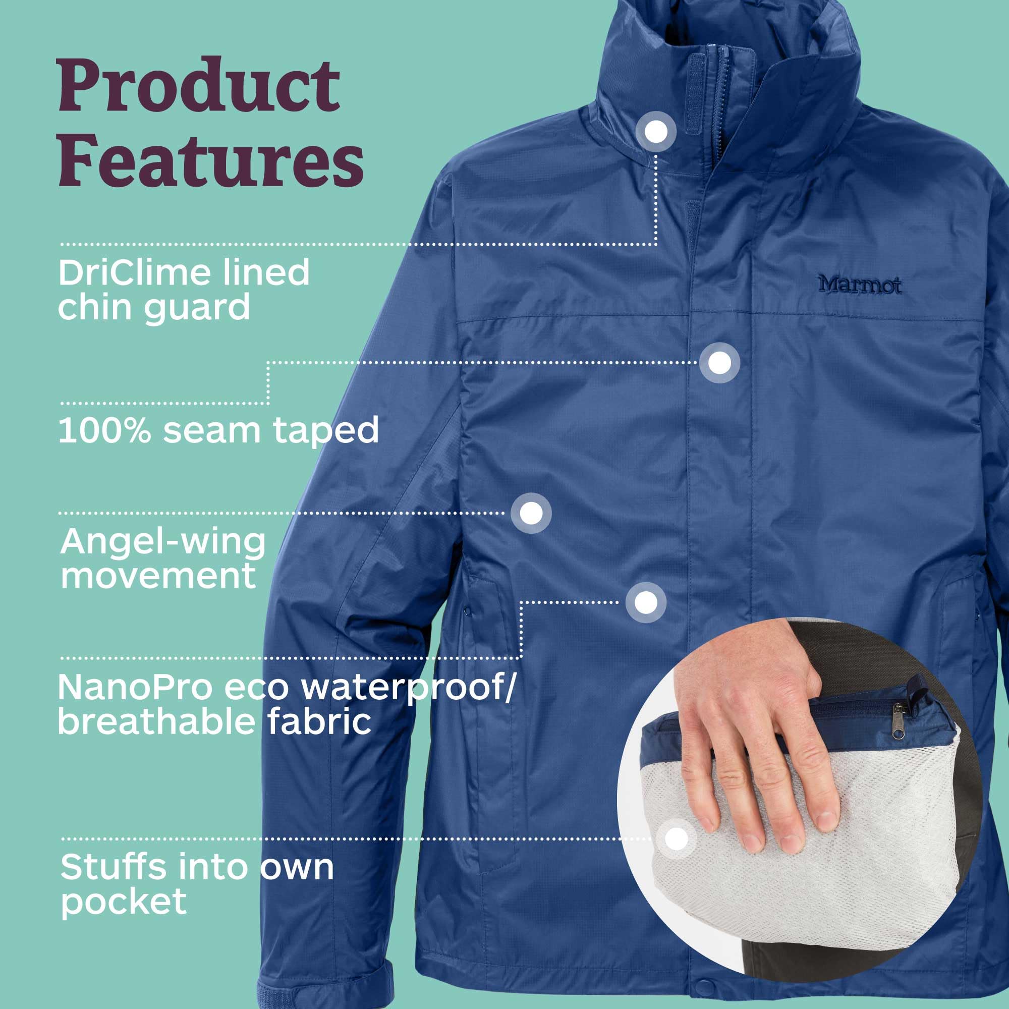 MARMOT Mens Precip Eco Waterproof Rain Jacket - 100% Recycled Breathable Lightweight Packable Raincoat product thumbnail 8