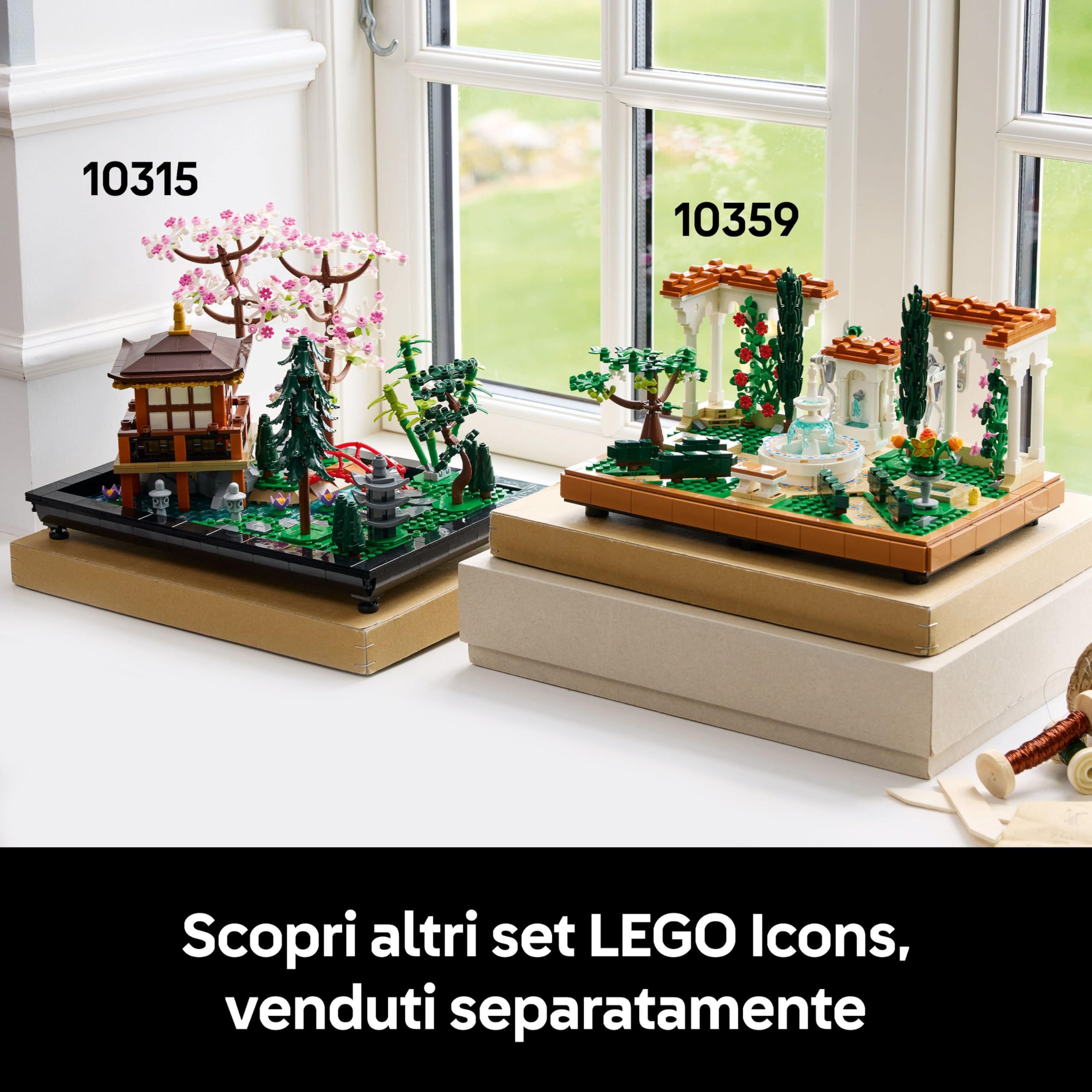 LEGO Icons Il Giardino della Fontana, Kit Fai da Te in Miniatura per Adulti con Pergole, Cipressi, Viti e Fiori, Idea Regalo Creativa di Compleanno o per Inaugurazione di Casa per Donna o Uomo 10359