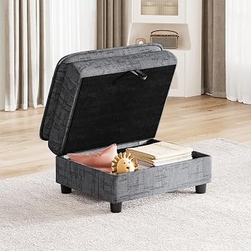 Large Storage Ottoman, Grey Chenille Cloud Modular Sofa Footrest