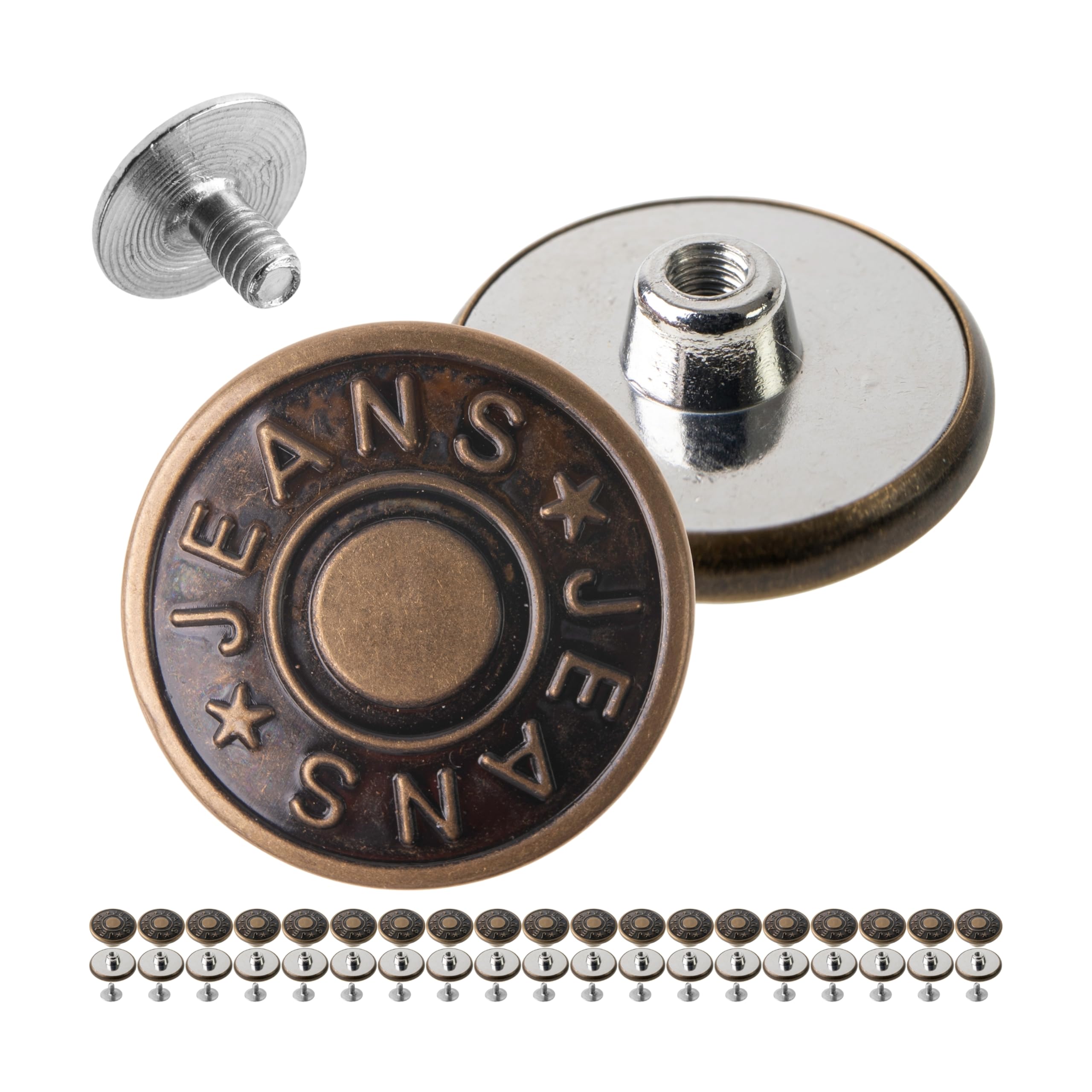 Bottone di Ricambio per Pantaloni, Ottone, per Bottoni da 15-17 mm, Confezione d