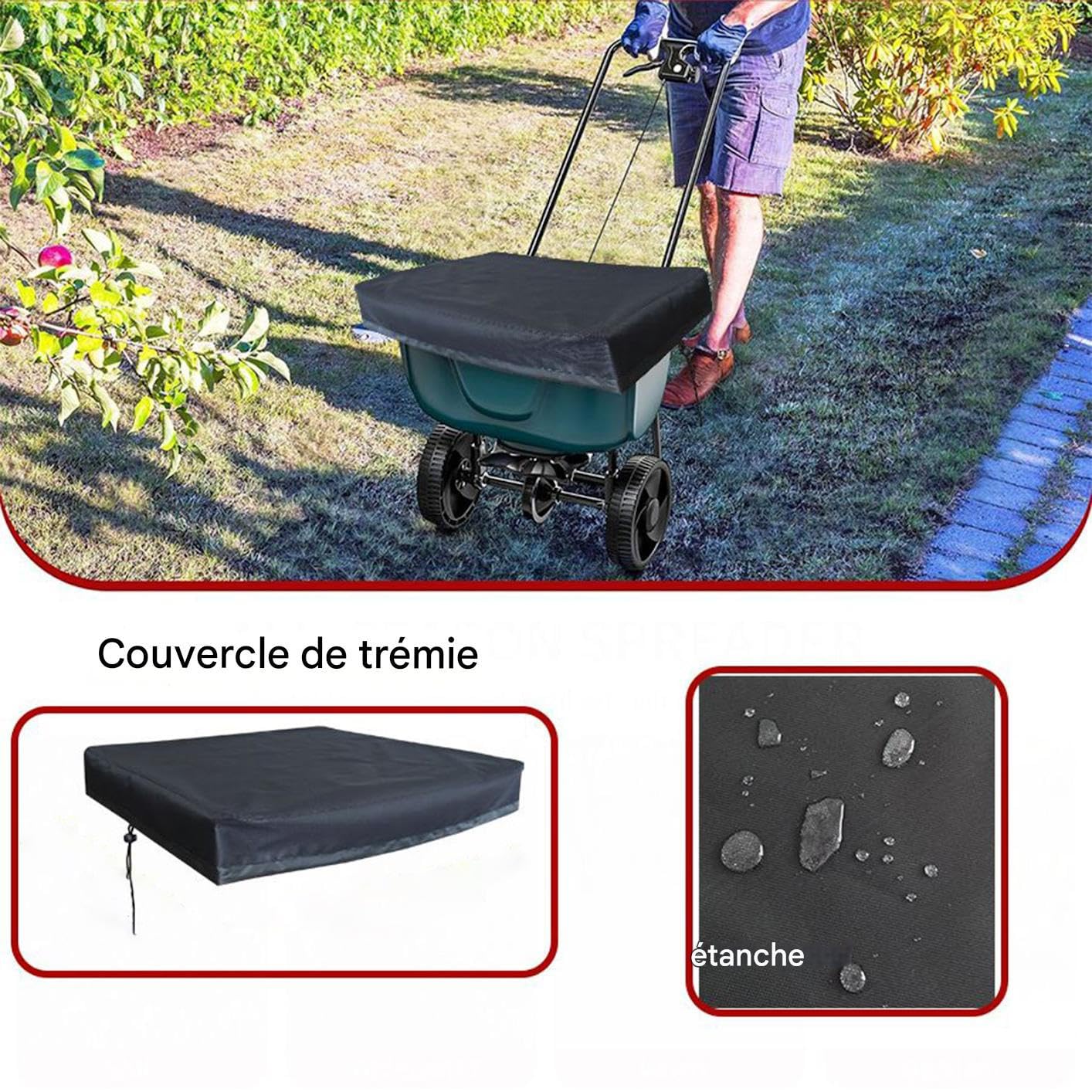 Housse d'Épandeur,Protection pour Pelouse et Épandeur - Bâche Étanche en Toile Oxford pour Fertilisation Jardin Pelouse Extérieur