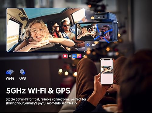 Miniatura 3 de Pelsee P2 Trio - Cámara de tablero WiFi 4K de 3 canales, 4K+1080P+1080P cámara frontal y trasera interior triple para automóvil, tarjeta de 64 GB