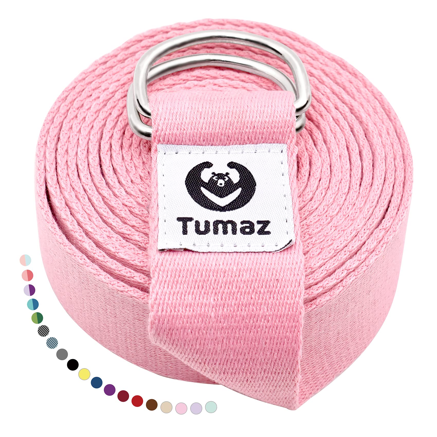 Tumaz Yoga Strap/Yoga Belt, Home Workout, Daily Stretching with Extra Safe Adjustable D-Ring Buckle, Durable and Comfy Delicate Texture