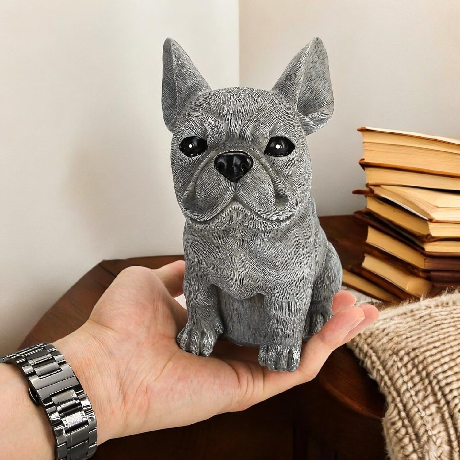 French Bulldog Statue 6.3 Inch – Polyresin Realistic Dog Figurine for Home Décor, English Bulldog Ornament Outdoor Garden, Lawn Gnome, Yard Art, and Flower Bed Decoration - Image 3