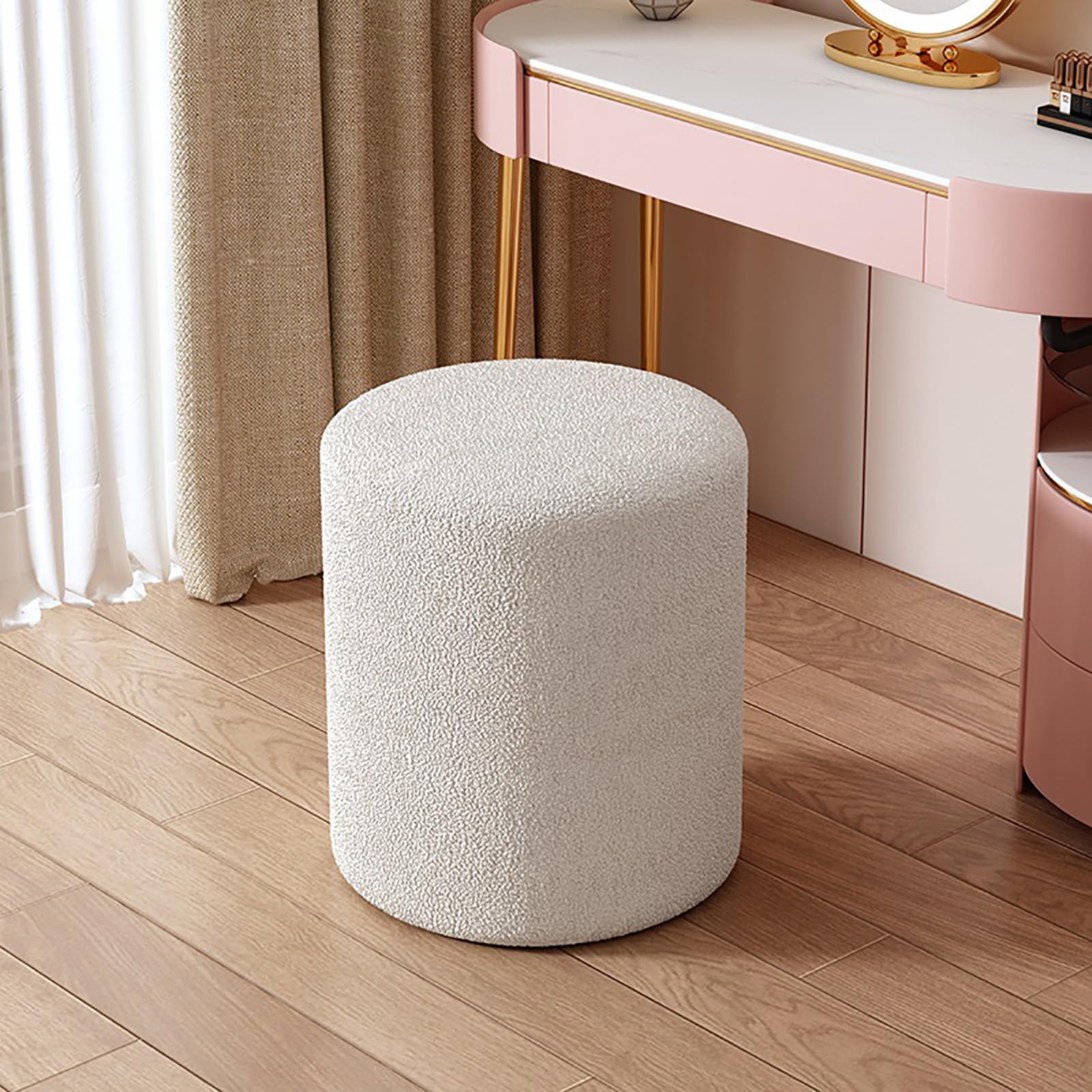 Tabouret ottoman blanc 33x33x43 cm pour salon
