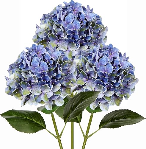 DILATATA Hortensias artificiales grandes, flores de hortensias moradas artificiales de 26 pulgadas, flores de hortensias de tacto real, tallos de